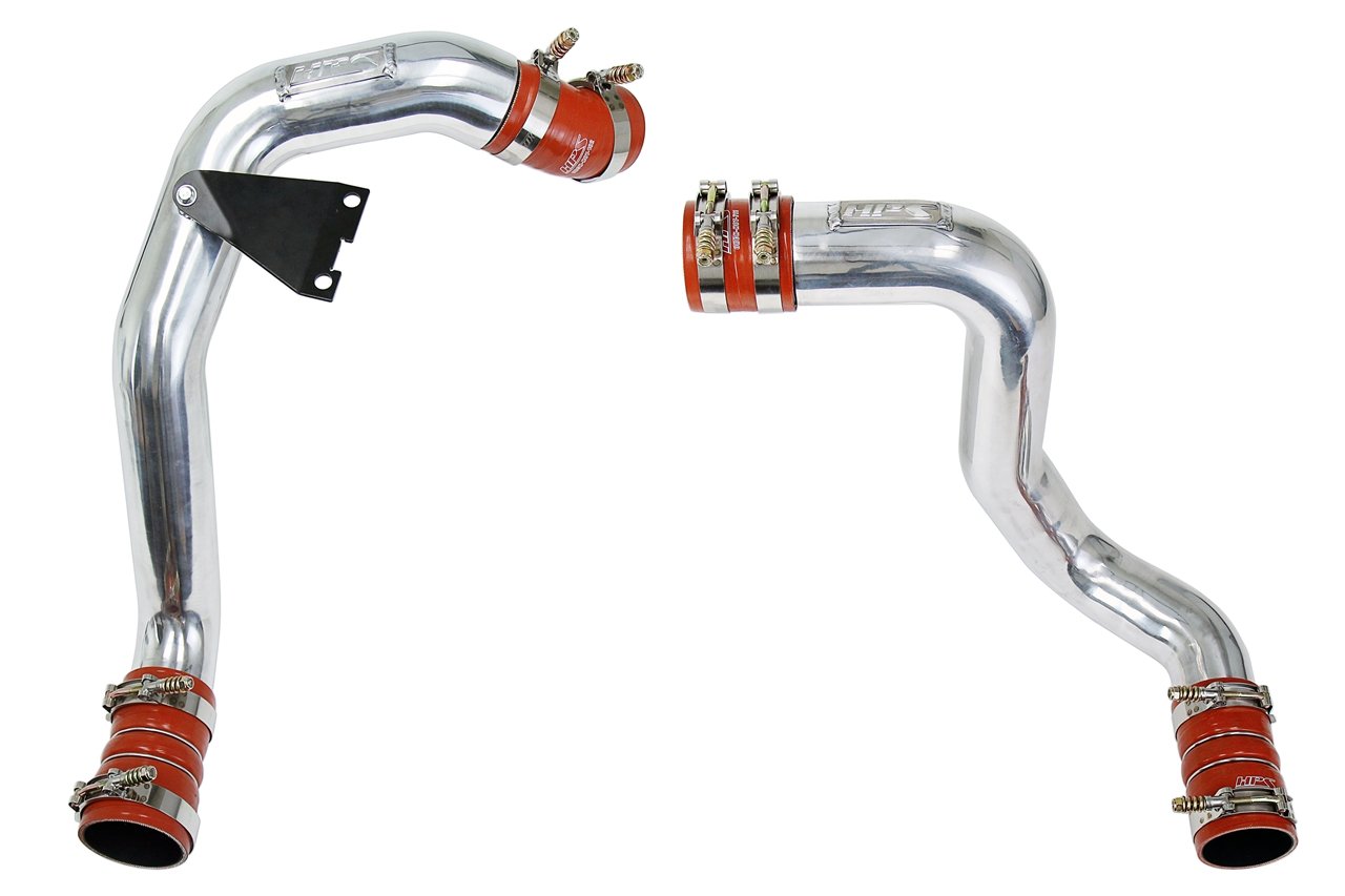 HPS Hot & Cold Side Polish Charge Pipe with Intercooler Boots Kit, 03-07 Ford F550 Superduty Powerstroke 6.0L Diesel Turbo 17-105P