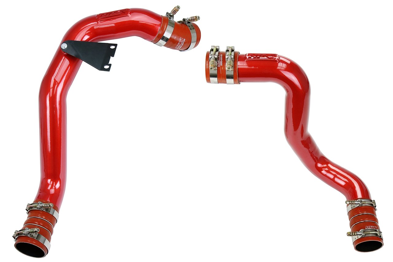 HPS Hot & Cold Side Red Charge Pipe with Intercooler Boots Kit, 03-07 Ford F550 Superduty Powerstroke 6.0L Diesel Turbo 17-105R