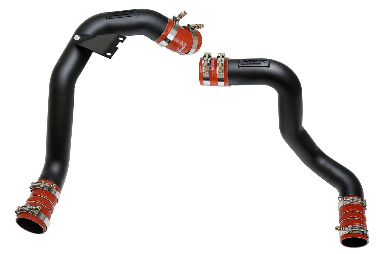 HPS Hot & Cold Side Black Charge Pipe with Intercooler Boots Kit, 03-07 Ford F450 Superduty Powerstroke 6.0L Diesel Turbo 17-105WB