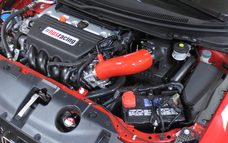 HPS Red Reinforced Silicone Post MAF Air Intake Hose Kit Honda 12-15 Civic Si 17838-RED Installed
