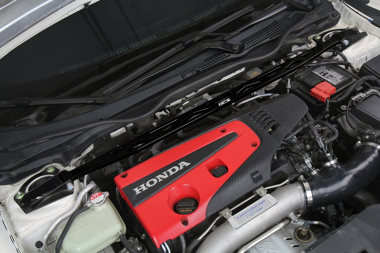 HPS Performance Black Front Strut Bar Installed 2023 Acura Integra 1.5L Turbo 42-111WB
