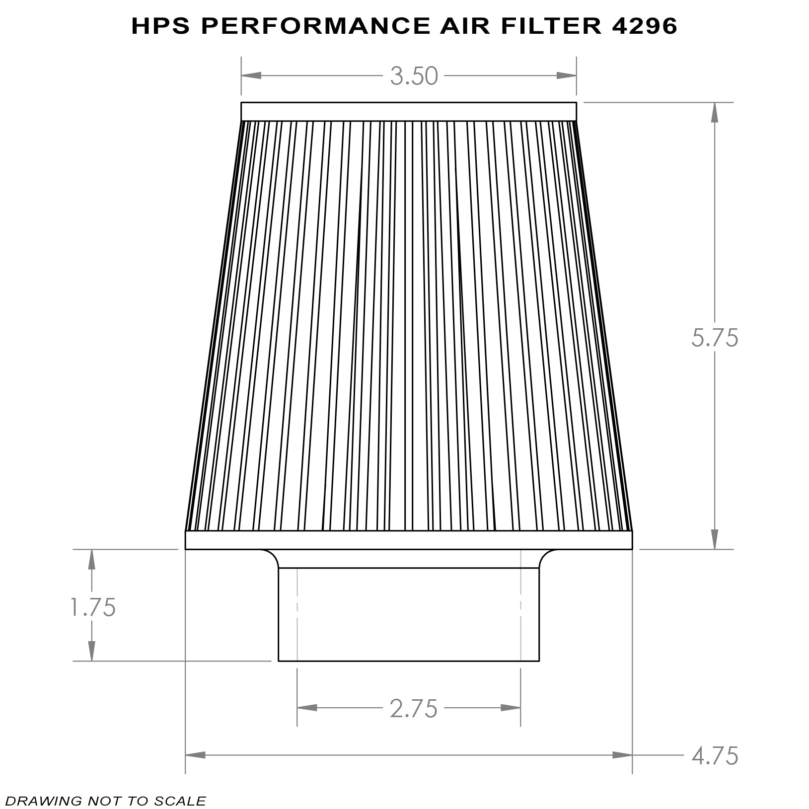 HPS Performance Air Filter 2.75 inch ID, 7.5 inch Length universal replacement intake kit shortram cold ram HPS-4296
