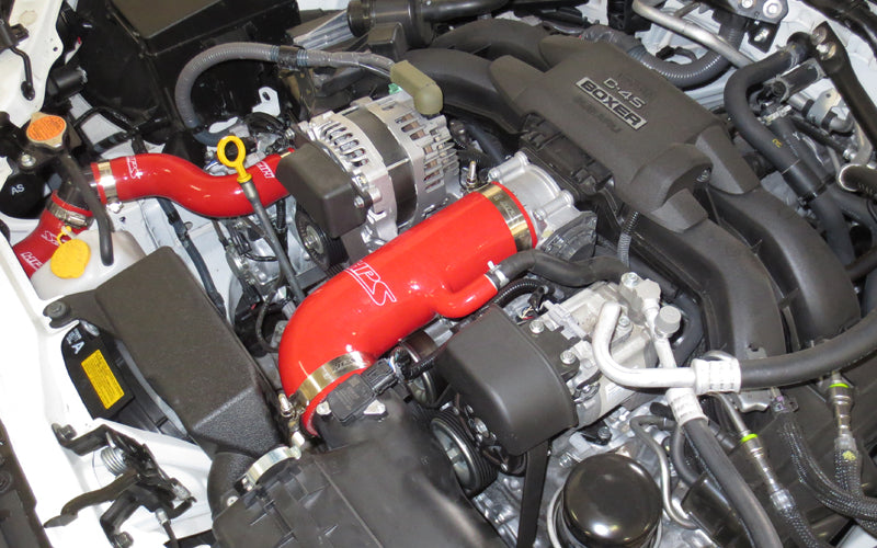 HPS Red Reinforced Silicone Post MAF Air Intake Hose Kit - Delete Stock Sound Tube Subaru 13-16 BRZ 57-1231-RED Installed