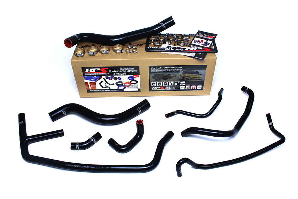 HPS Black Reinforced Silicone Radiator and Heater Hose Kit Coolant Ford 2015-2019 Mustang Ecoboost 2.3L Turbo 57-1452-BLK