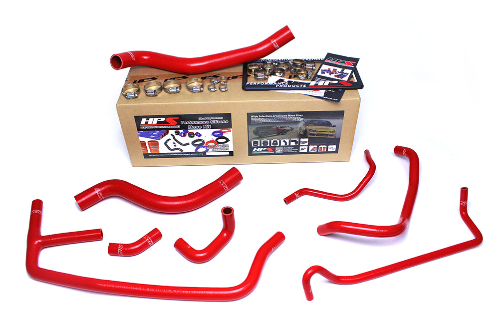HPS Red Reinforced Silicone Radiator and Heater Hose Kit Coolant Ford 2015-2019 Mustang Ecoboost 2.3L Turbo 57-1452-RED