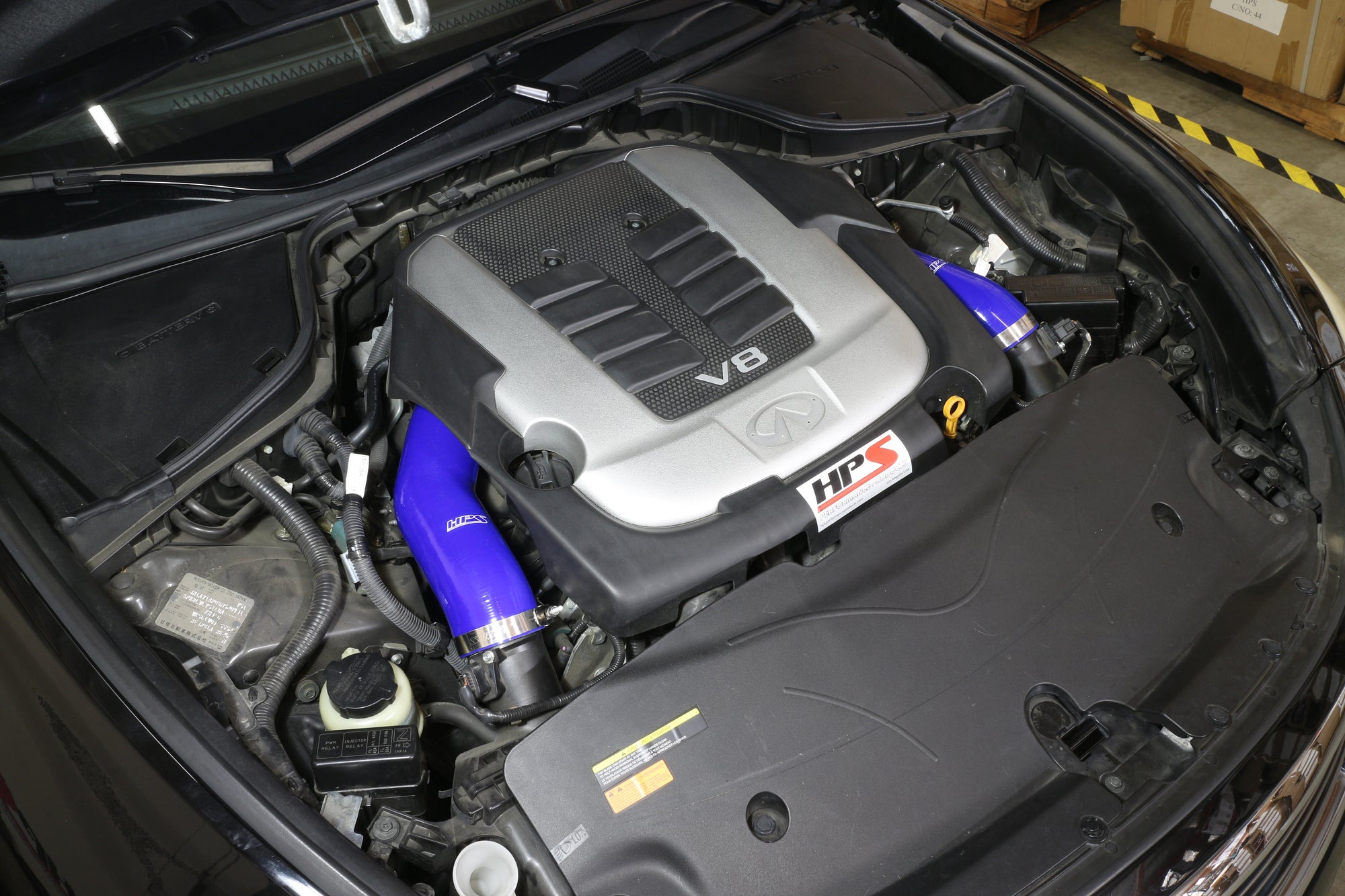 HPS Blue Silicone Post MAF Cold Air Intake Hose Kit 2014-2019 Infiniti Q70 5.6L V8 Installed, No Modification