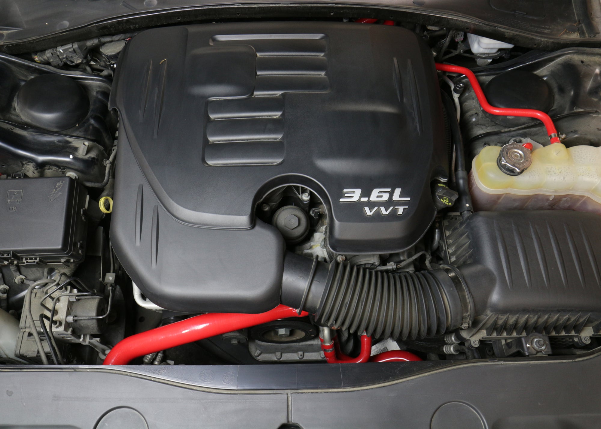 HPS Red Reinforced Silicone Radiator + Heater Hose Kit Coolant Dodge 11-17 Charger 3.6L V6 57-1583-RED Installed