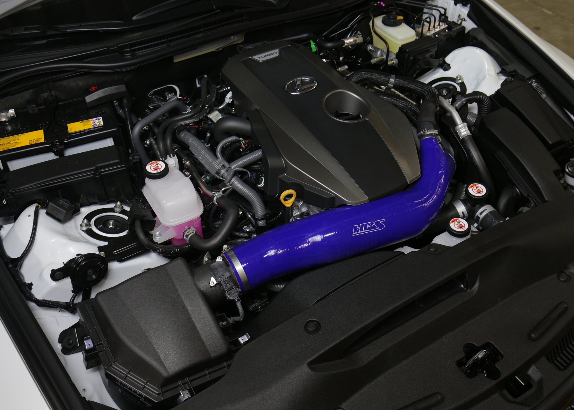 HPS Blue Reinforced Silicone Post MAF Air Intake Hose Kit Lexus 16-17 IS200t 2.0L Turbo 57-1585-BLUE Installed