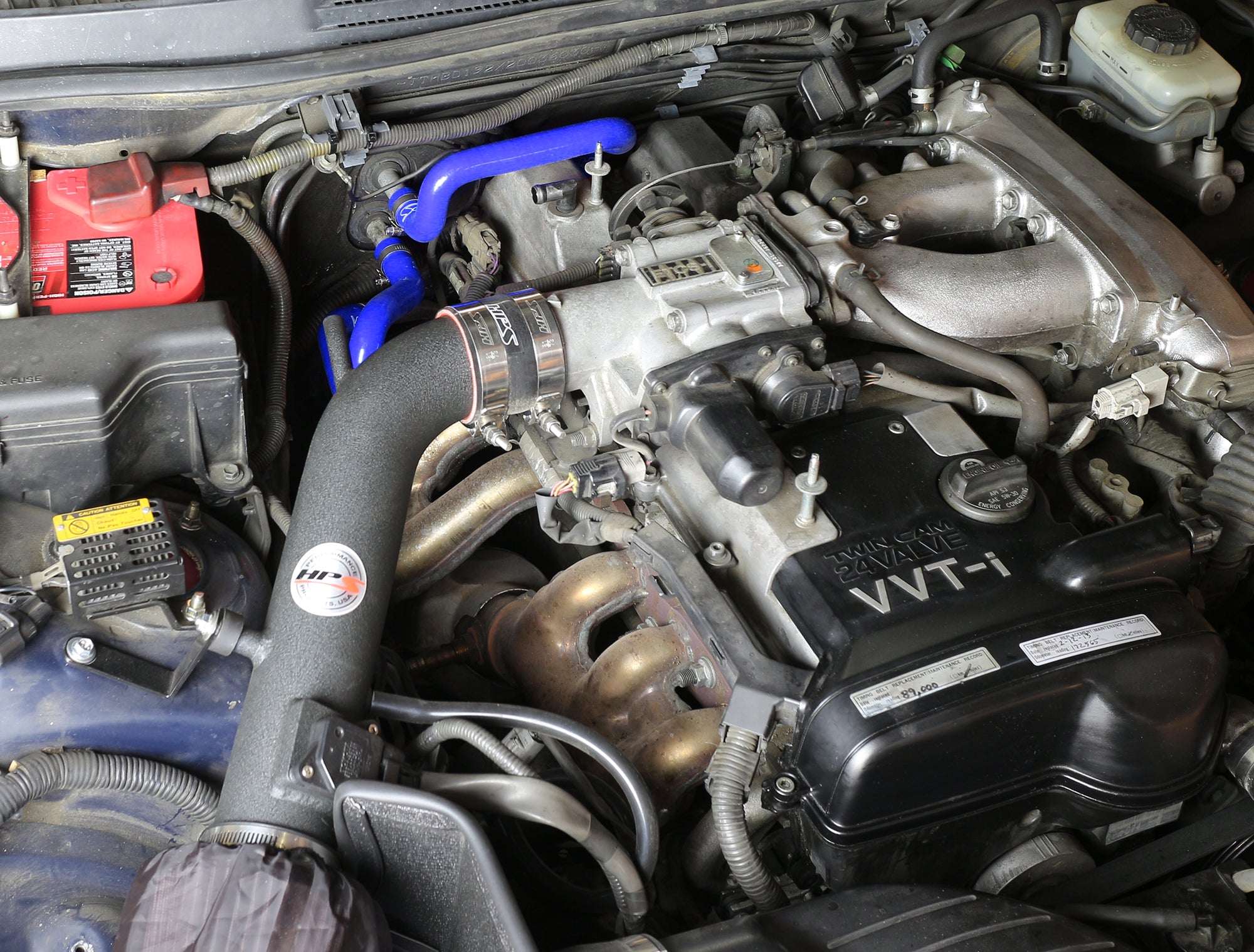 HPS Blue Reinforced Silicone Heater Hose Kit Lexus 01-05 IS300 I6 3.0L 57-1586-BLUE Installed
