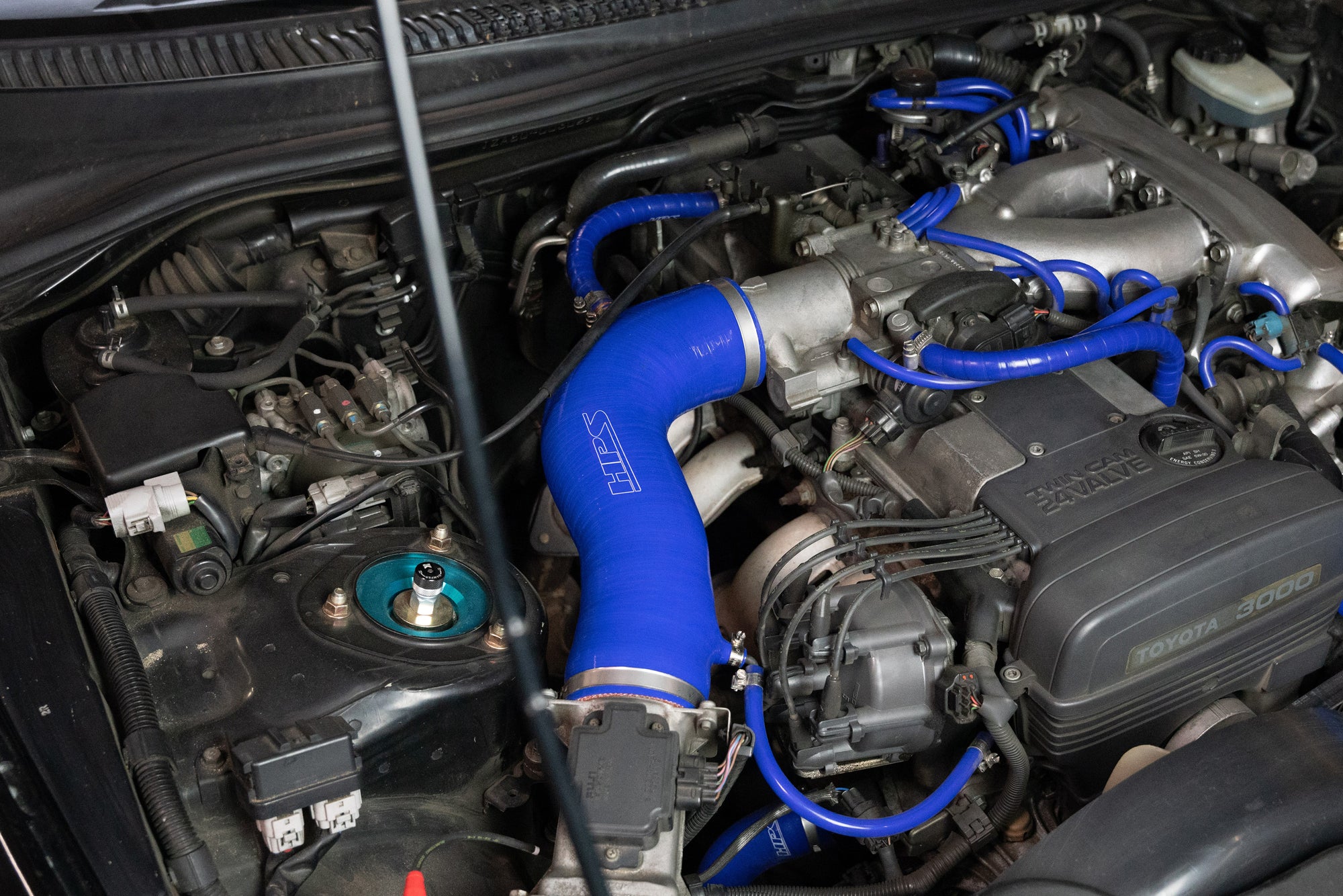 HPS Silicone Cold Air Intake Hose installed Toyota Supra MK4 2JZ-GE 57-2051
