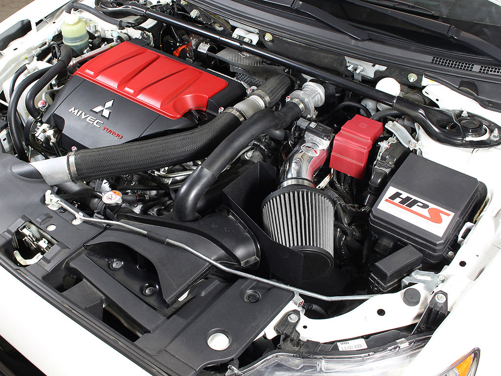 HPS Performance Shortram Air Intake Kit Installed 2008-2015 Mitsubishi Lancer Evolution X 2.0L 827-535BL