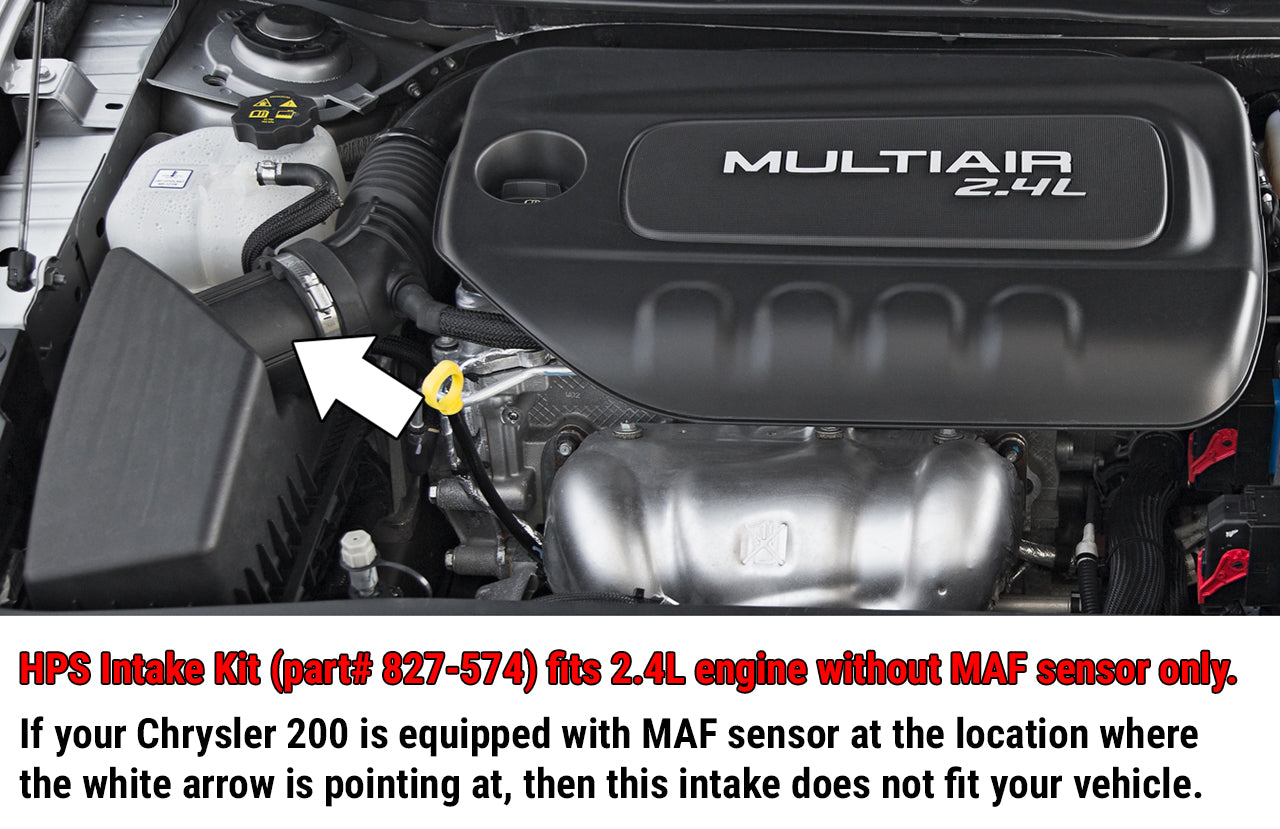 HPS Shortram Air Intake Kit 827-574 only fits 15-17 Chrysler 200 2.4L without MAF sensor