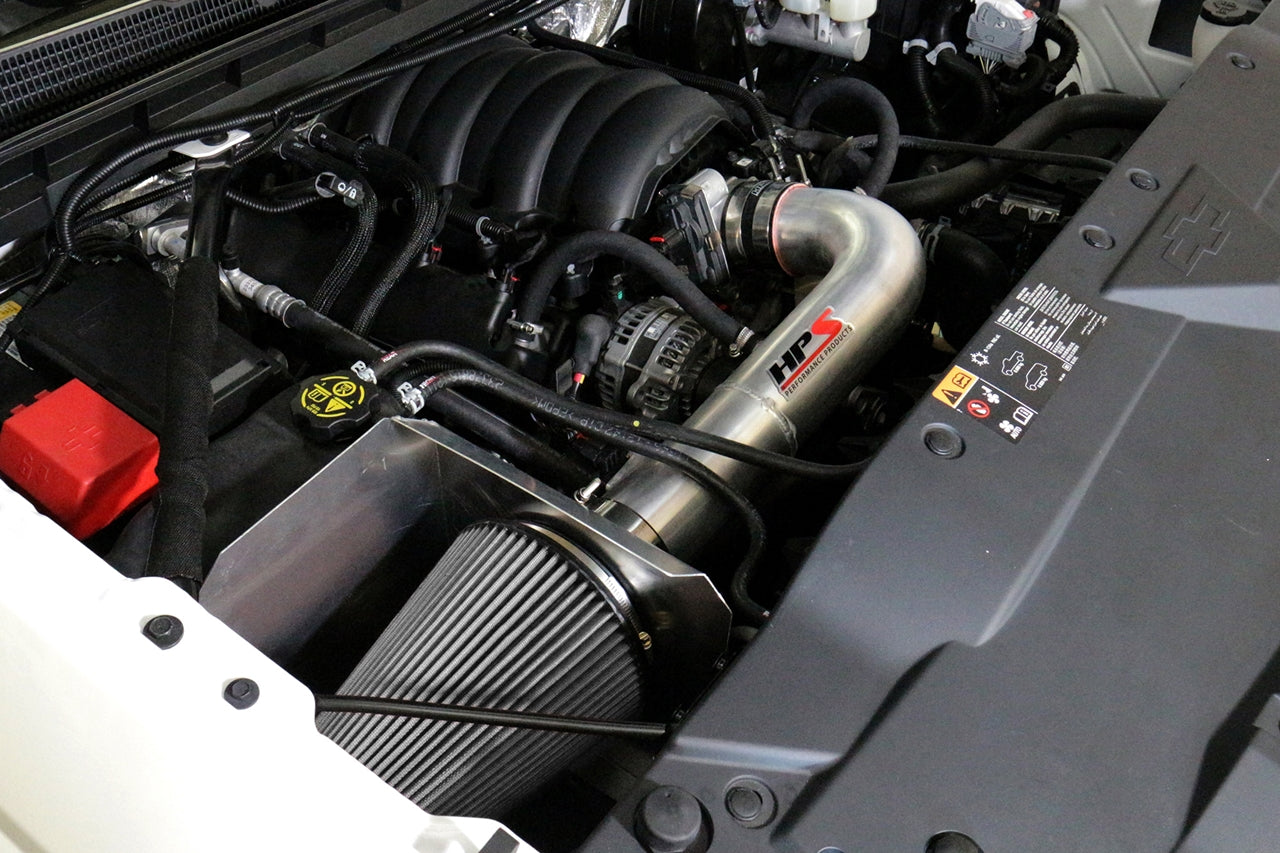 HPS Performance Shortram Cold Air Intake Kit Installed 2014-2018 Chevy Silverado 1500 5.3L V8 827-603