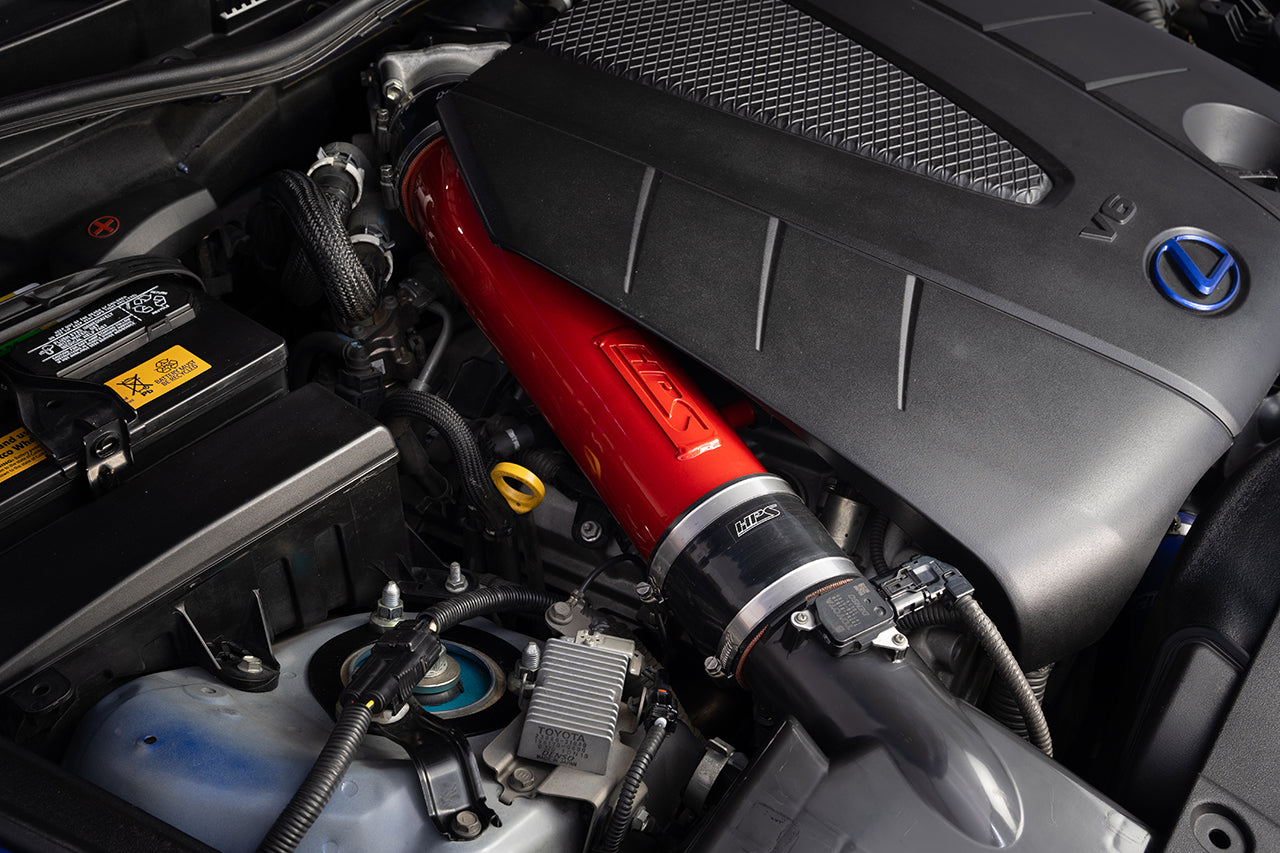 HPS Red Cold Air Intake Kit Post MAF Tube + High Flow Filter Installed XE20 GSE21 Lexus IS250 2.5L V6 827-710R