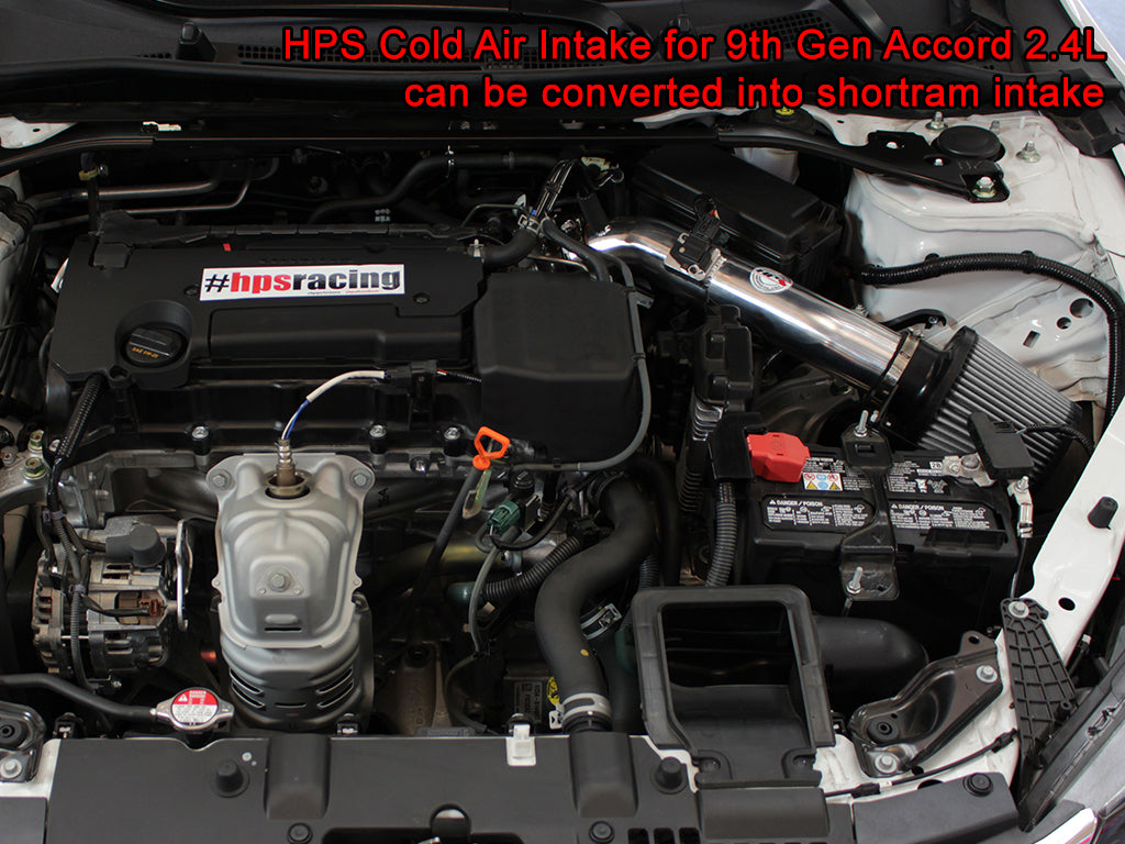 HPS Performance Cold Air Intake Kit 2013-2017 Honda Accord 2.4L installed as Shortram Intake 837-555BL