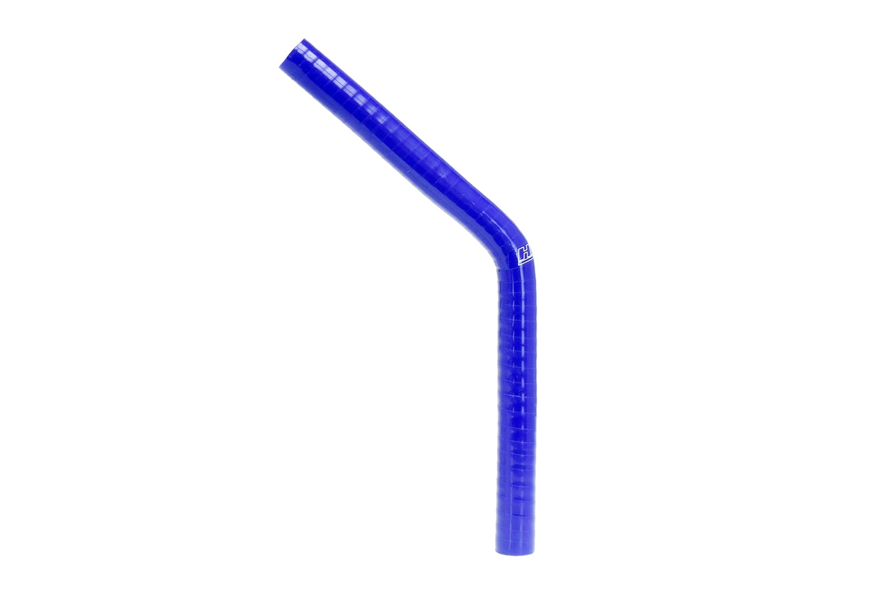 HPS 1.5 inch Inside Diameter, 10 inch Leg, Silicone 45 Degree Elbow Coupler Hose, High Temp 4-ply Reinforced, Blue (38mm ID)