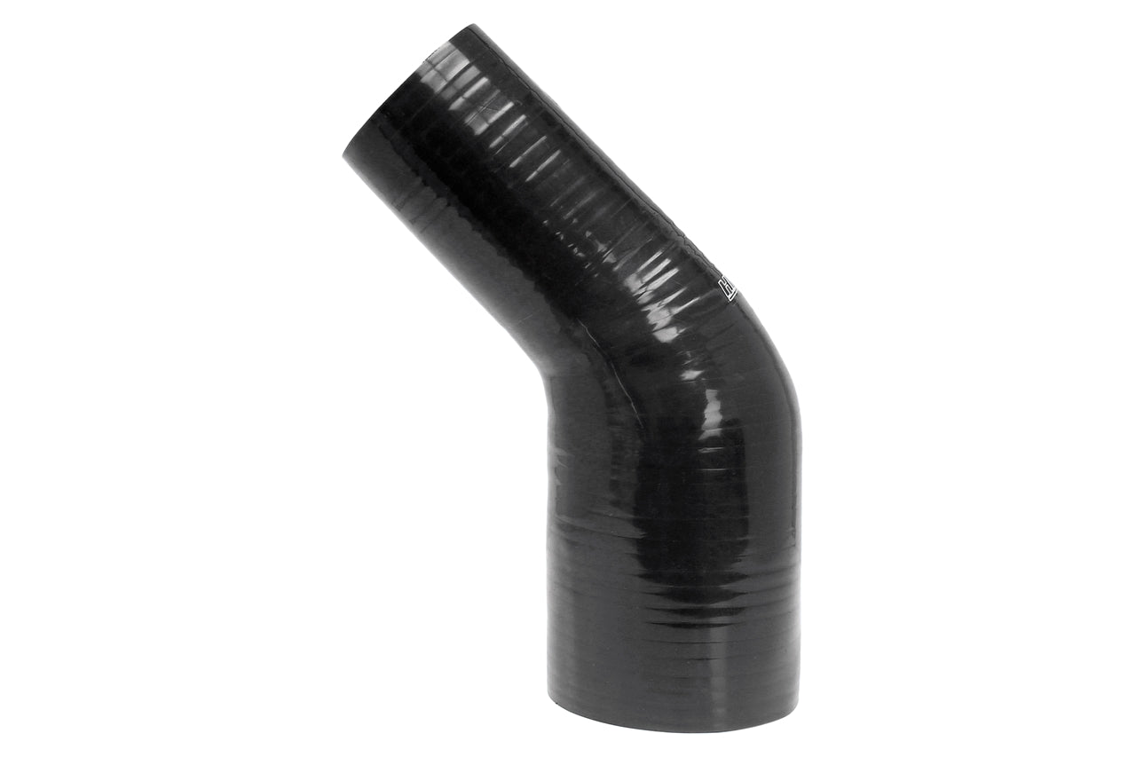 HPS 2-3/4 - 3 inch 2.75 Black Silicone 45 Degree Elbow Reducer Coupler Hose High Temp Reinforced 70mm 76mm HTSER45-275-300-BLK