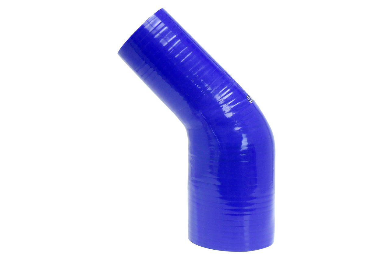 HPS 3-1/4 - 3-1/2 inch 3.25 3.5 Blue Silicone 45 Degree Elbow Reducer Coupler Hose High Temp Reinforced 83mm 89mm HTSER45-325-350-BLUE