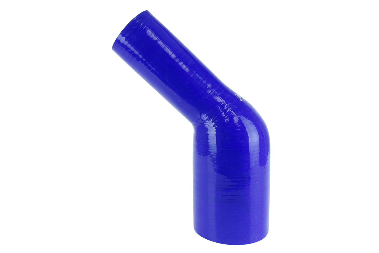 HPS 2 - 2-1/2 inch 2.5 Blue Silicone 45 Degree Elbow Reducer Coupler Hose High Temp Reinforced 51mm 63mm HTSER45-200-250-BLUE