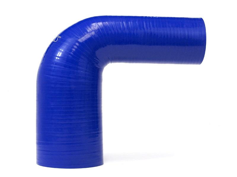 HPS 1-3/4 - 2-1/4 inch 1.75 2.25 Blue Silicone 90 Degree Elbow Reducer Hose High Temp Reinforced 45mm 57mm HTSER90-175-225-BLUE