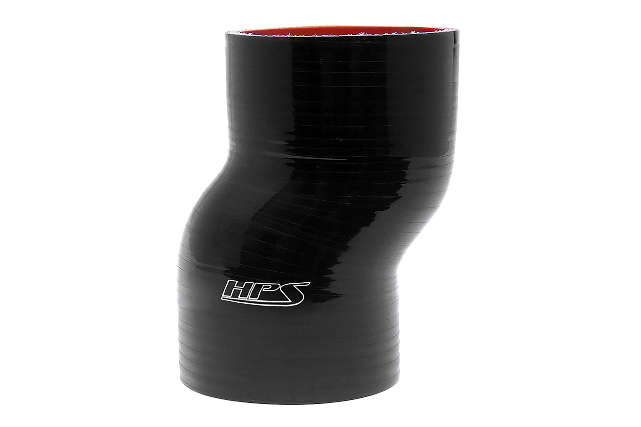 HPS 3.5 inch ID 6 inch Long Black Silicone Offset Straight Coupler Hose High Temp 4-ply Reinforced 89mm HTSOC-350-L6-BLK