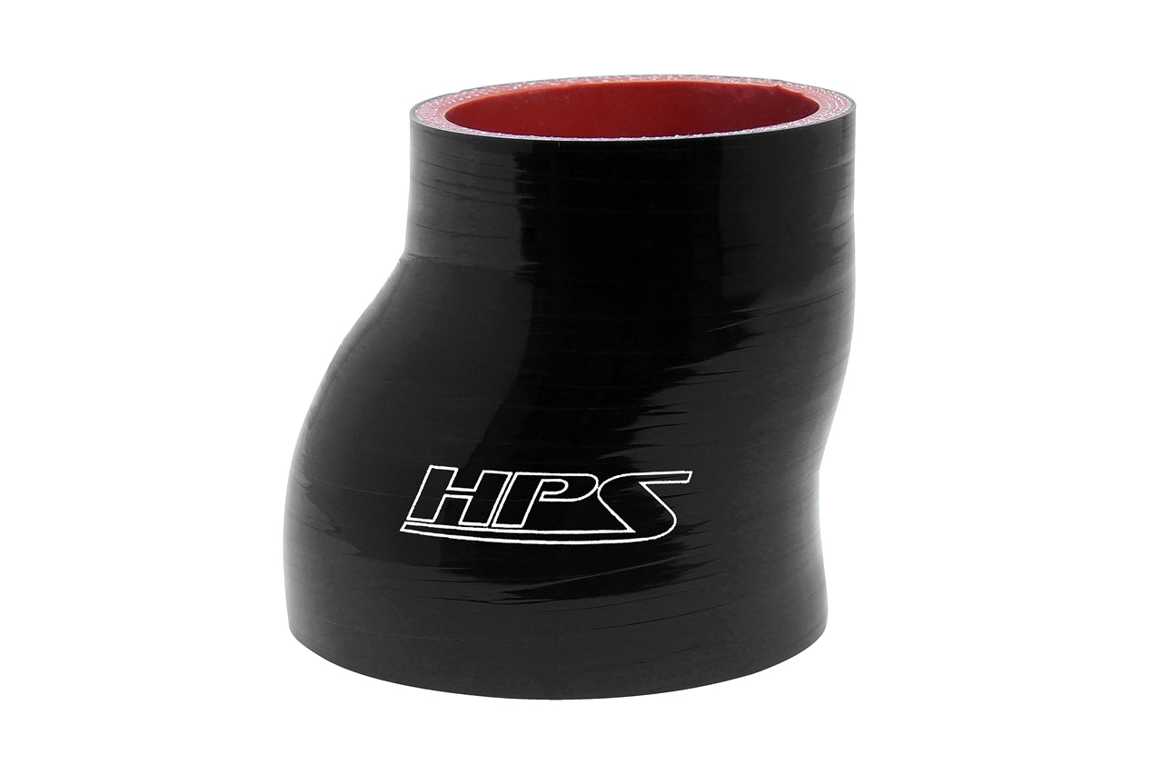 HPS 3 - 3-1/2 inch 3.5 ID 3 inch Long Black Silicone Offset Straight Reducer Coupler Hose High Temp 4-ply Reinforced 76mm 89mm HTSOR-300-350-BLK