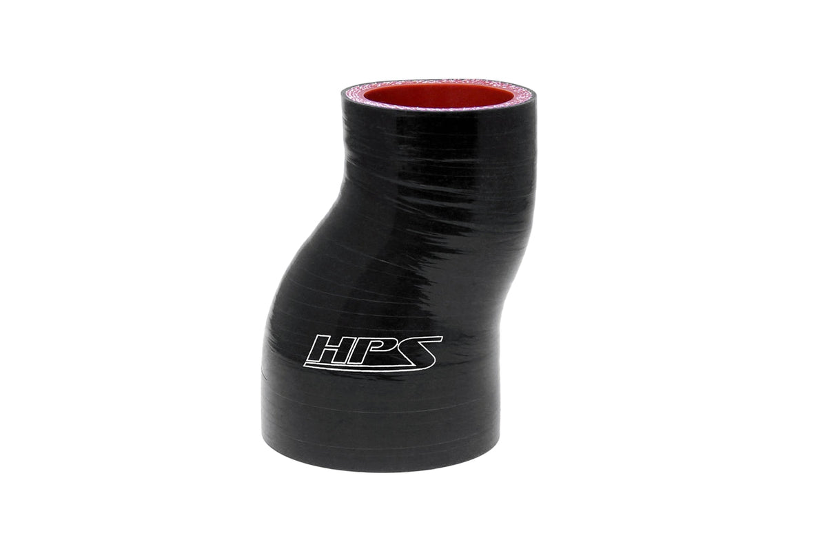 HPS 1.25 - 1.5 inch Inside Diameter, 3 inch Long High Temperature Reinforced Silicone Offset Reducer Coupler Hose Black (32mm - 38mm Inside Diameter, 76mm Length)