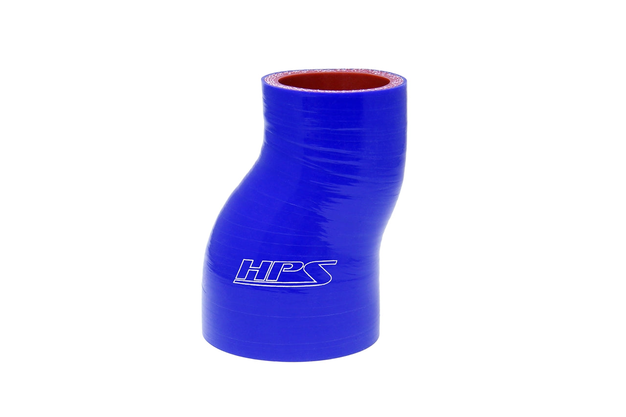 HPS 2-1/2 - 3 inch 2.5 ID 3 inch Long Blue Silicone Offset Straight Reducer Coupler Hose High Temp 4-ply Reinforced 63mm 76mm HTSOR-250-300-BLUE