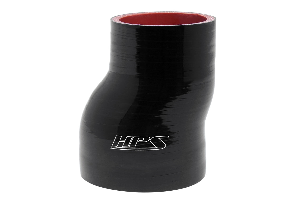 HPS 3 - 3-1/2 inch 3.5 ID 6 inch Long Black Silicone Offset Straight Reducer Coupler Hose High Temp 4-ply Reinforced 76mm 89mm HTSOR-300-350-L6-BLK