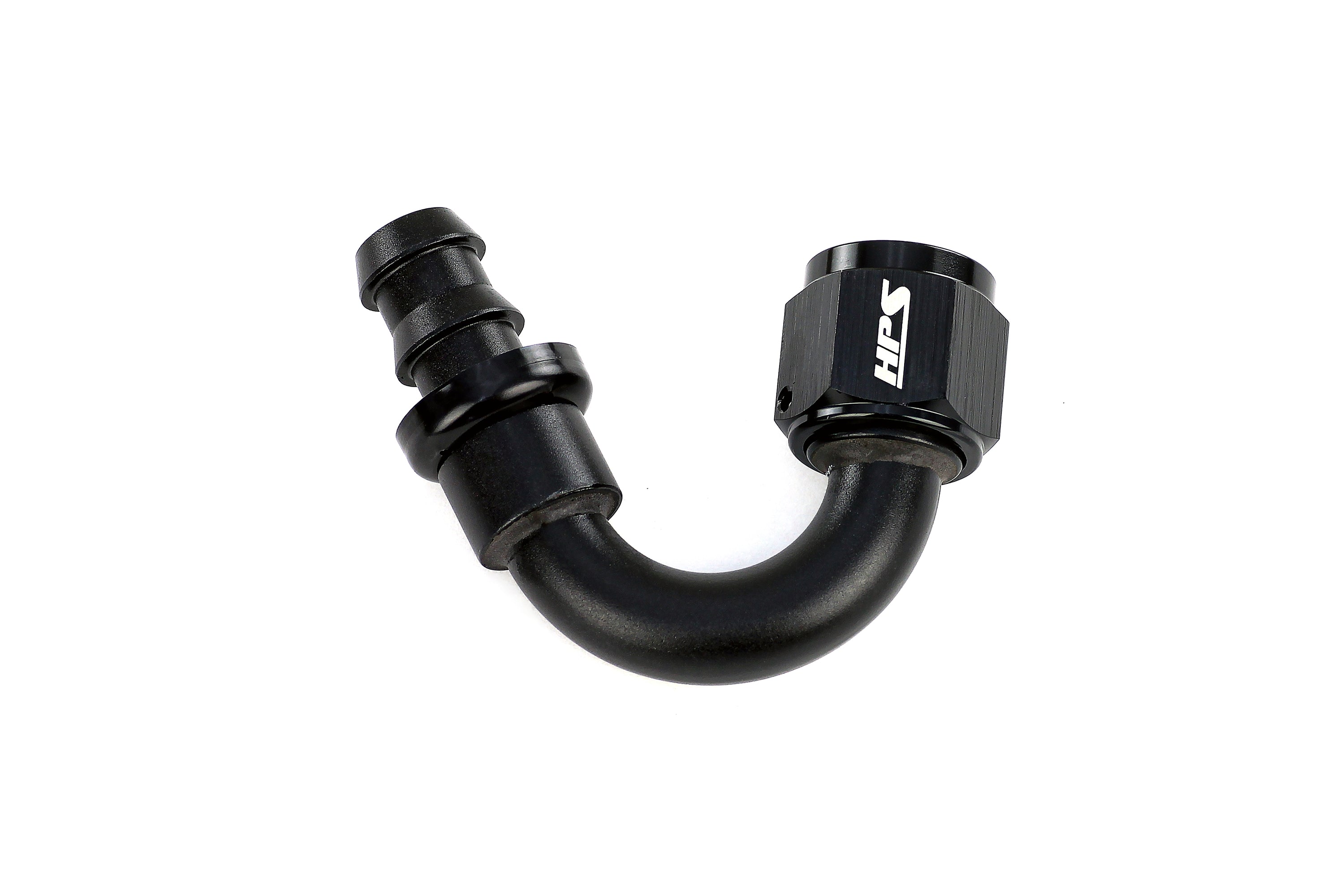 HPS Performance 150 Degree Aluminum Push-on Hose End to AN Female Black