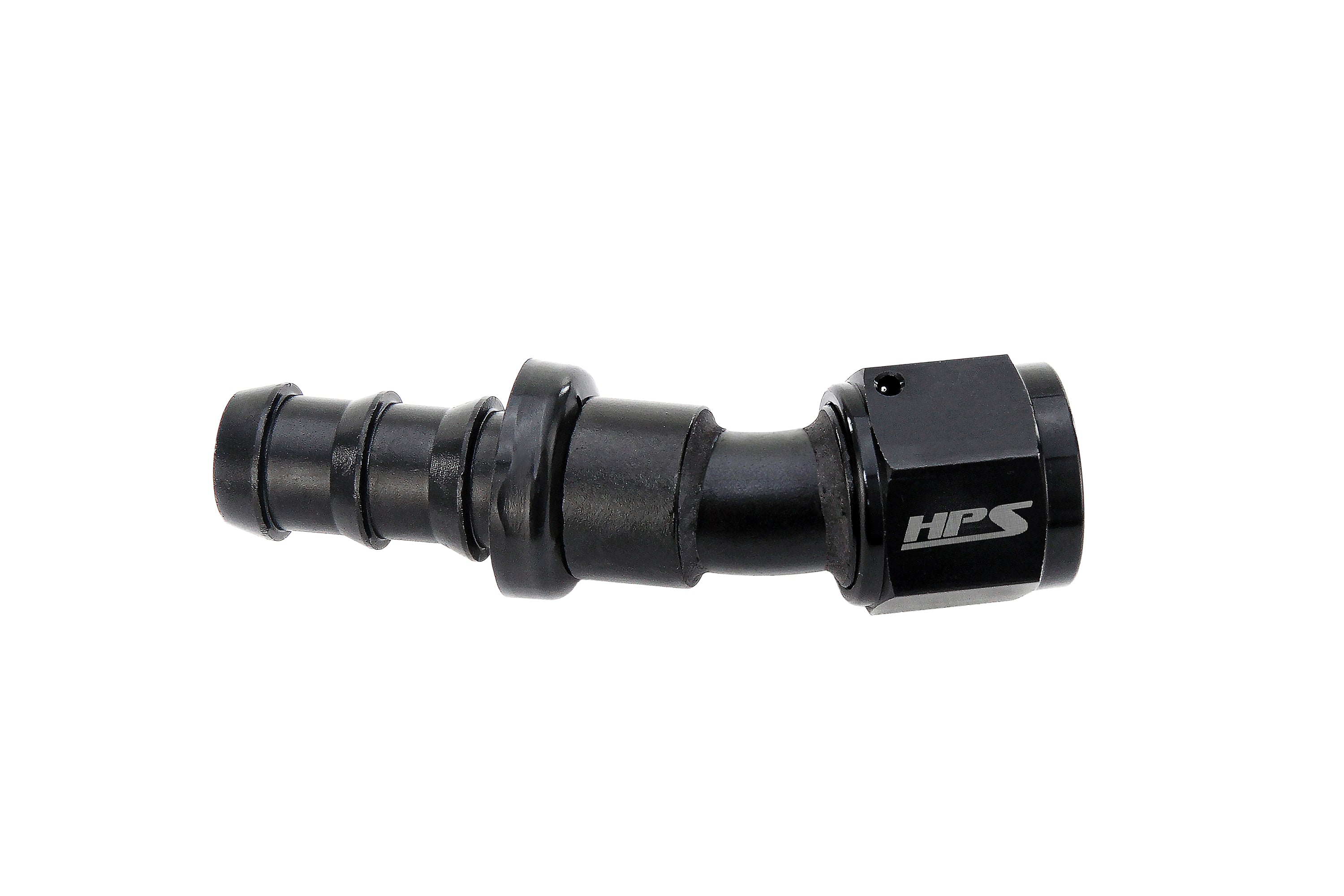 HPS Performance 30 Degree Aluminum Push-on Hose End to AN Female Black