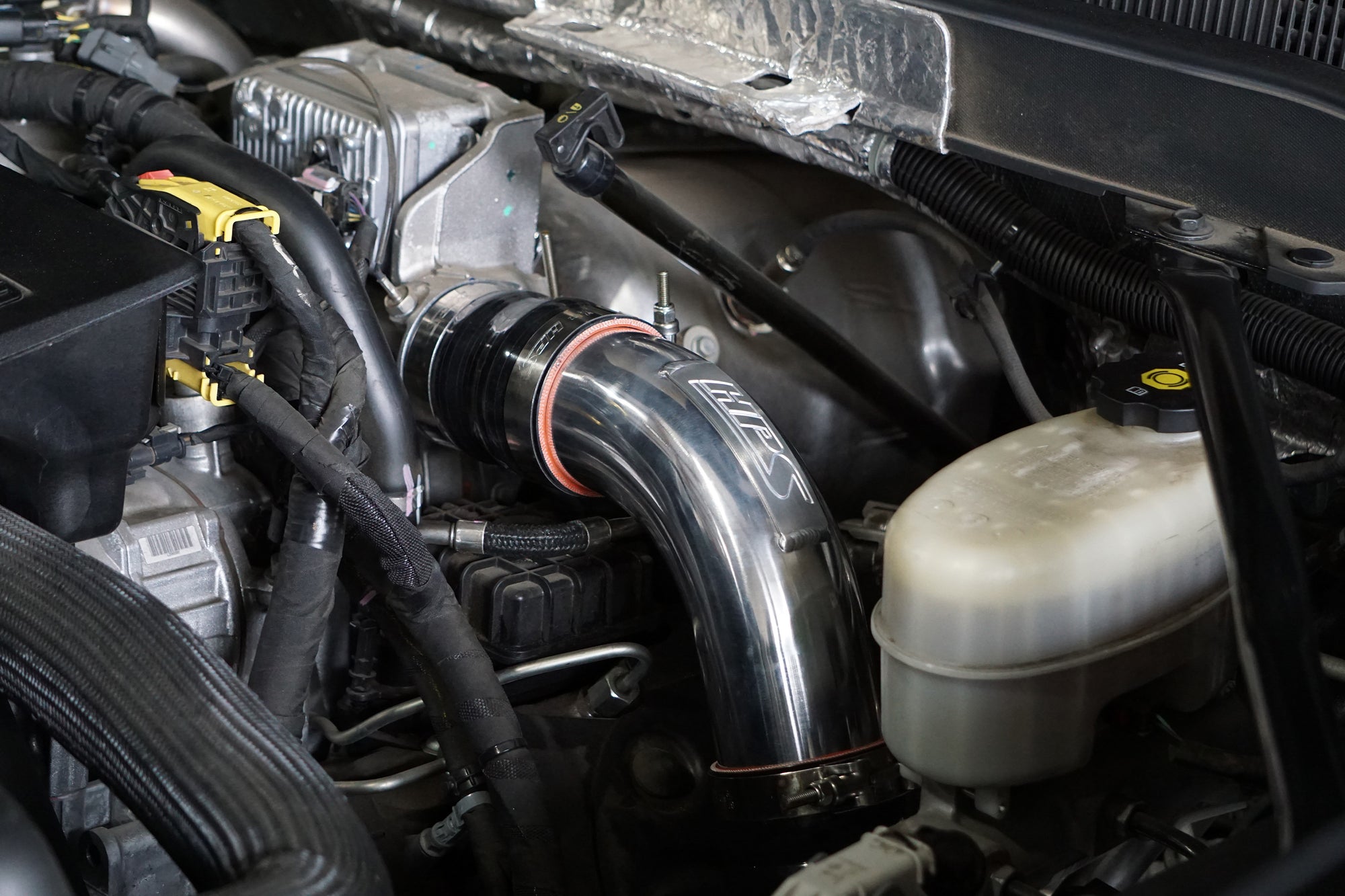 HPS Intercooler Charge Pipe Hot Side Installed 17-19 Chevrolet Silverado 2500HD Duramax 6.6L V8 Diesel Turbo L5P Duramax 17-146