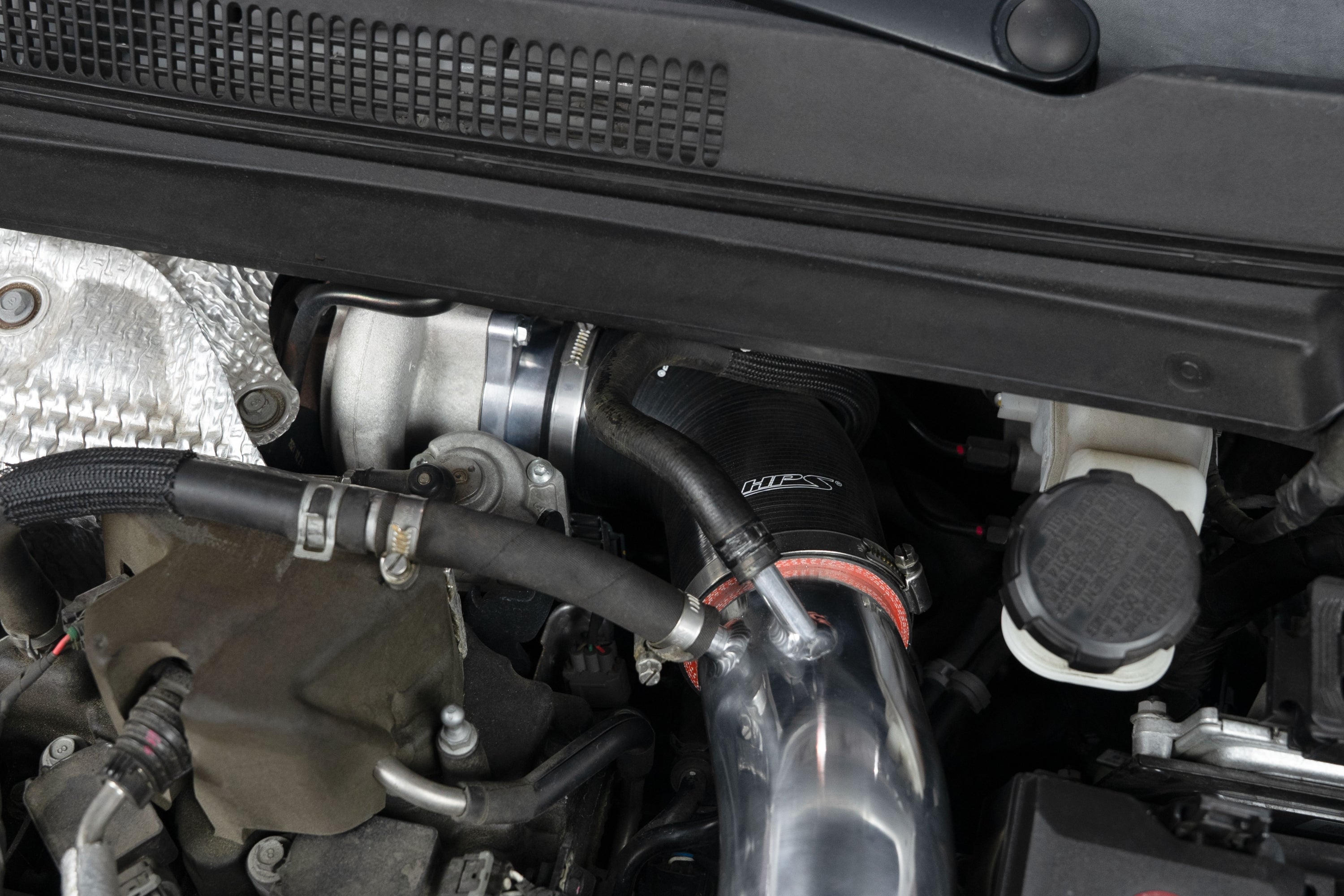 HPS Performance Turbo Inlet installed with 827-713 intake kit 2019-2022 Hyundai Veloster N 2.0L Turbo 17-162P