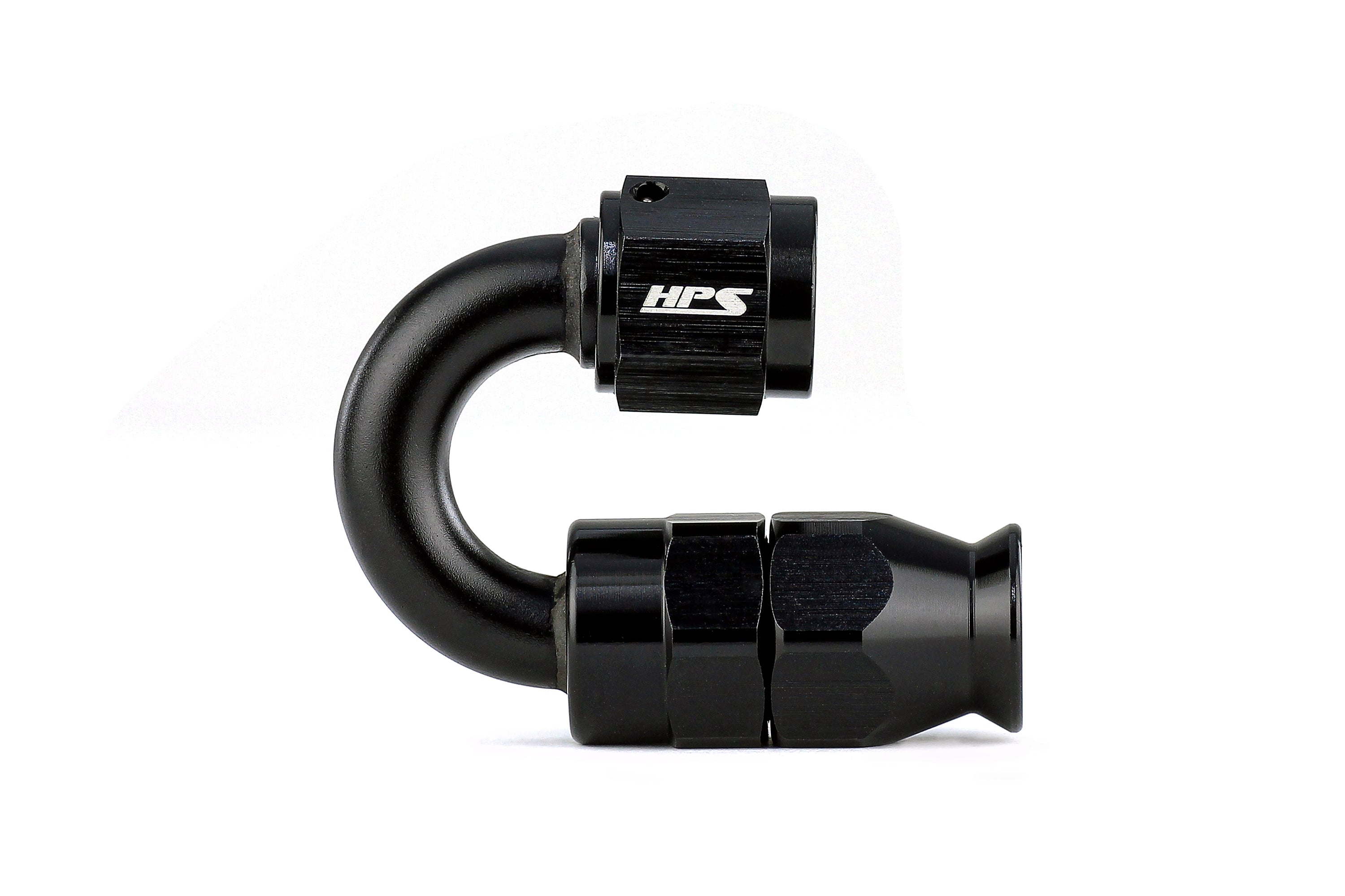 HPS Performance Black Aluminum 180 Degree U Bend Compression Teflon Hose End to AN Female for Stainless Steel Reinforced PTFE Hose