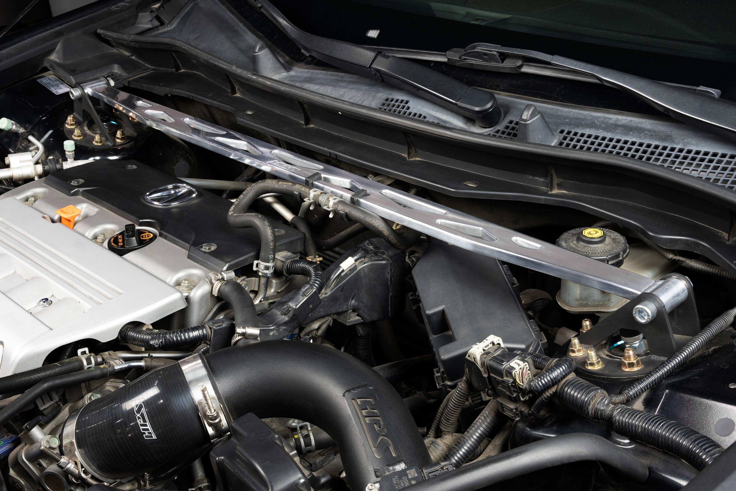 HPS Performance Polished Front Strut Tower Bar Installed 2nd Gen Acura TSX 42-119P