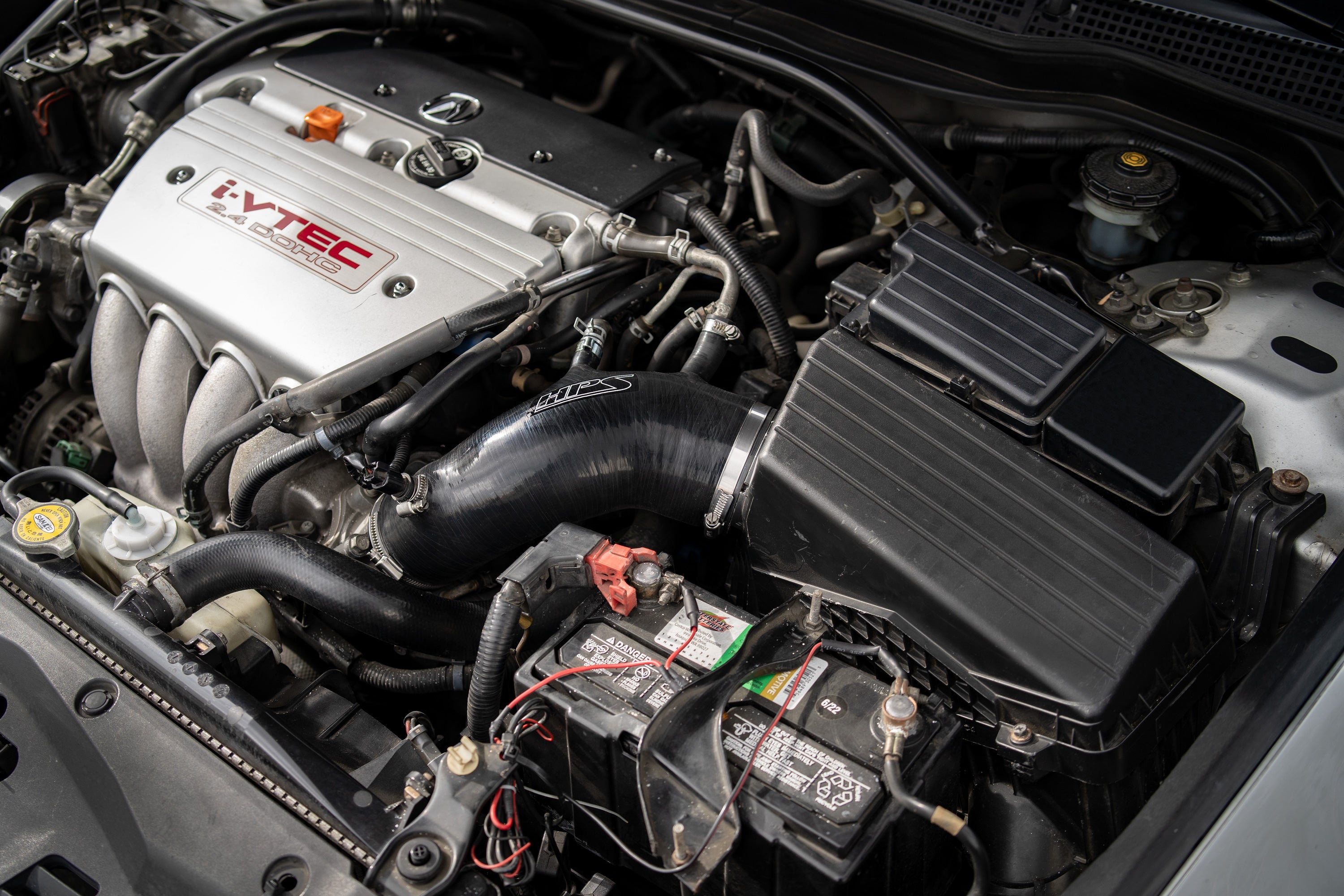 HPS Black Silicone Cold Air Intake Hose Kit Installed 04-08 Acura TSX 2.4L 57-2199-BLK / 57-1844