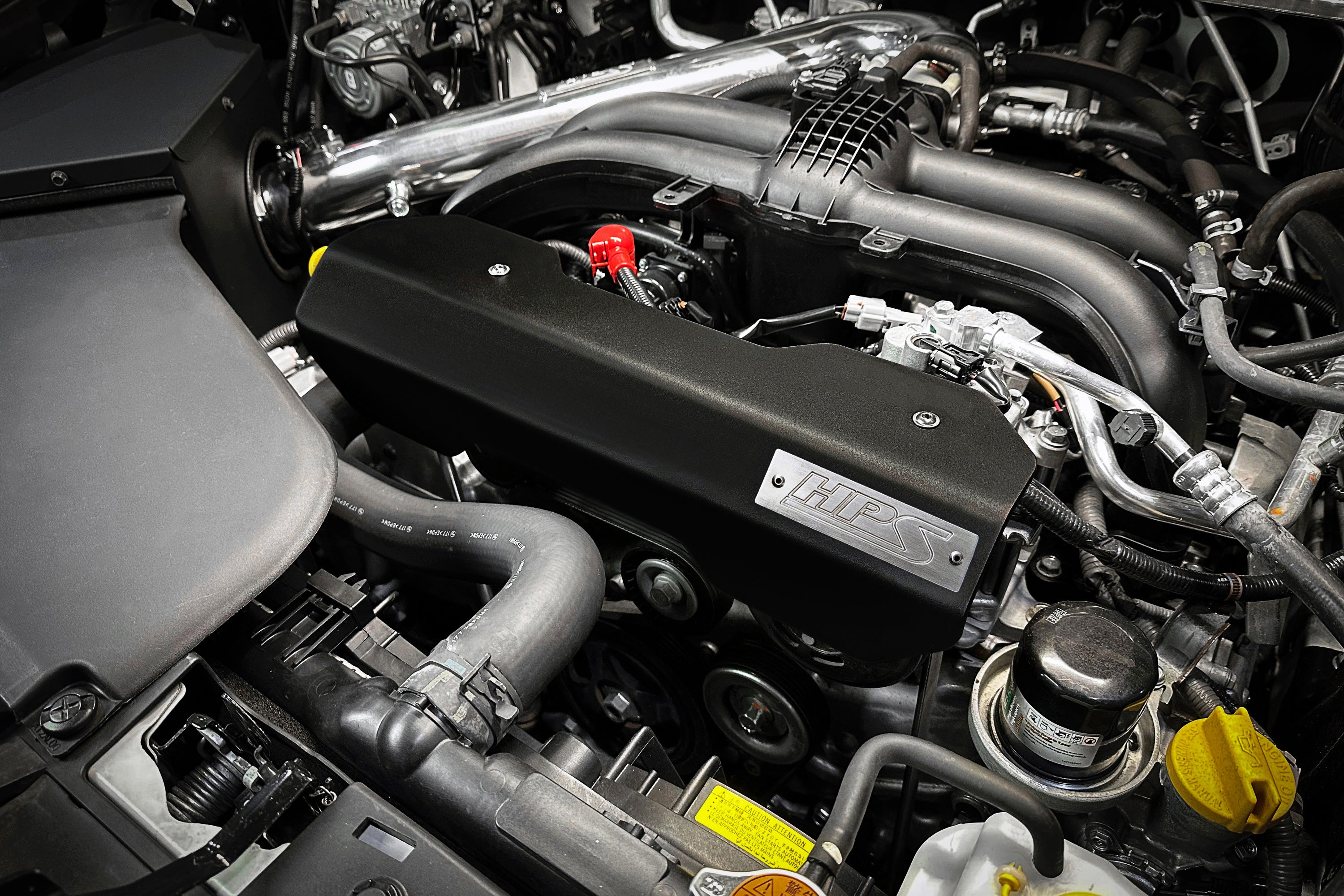 HPS Pulley Belt Cover Aluminum Installed 2013-2019 Subaru Legacy 2.5L Non Turbo 71-101