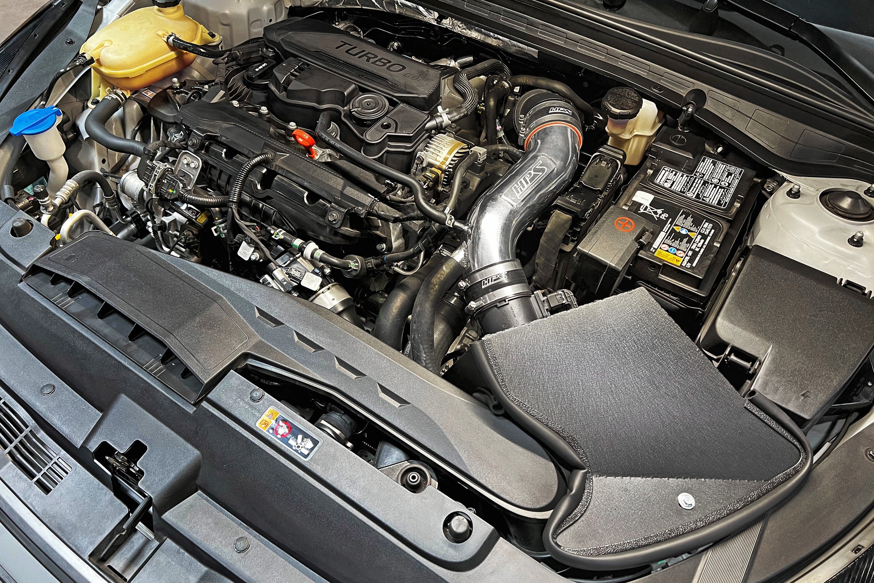 HPS Performance Cold Air Intake Kit with Heat Shield Installed 5th Gen Kia K5 1.6L Turbo 827-712