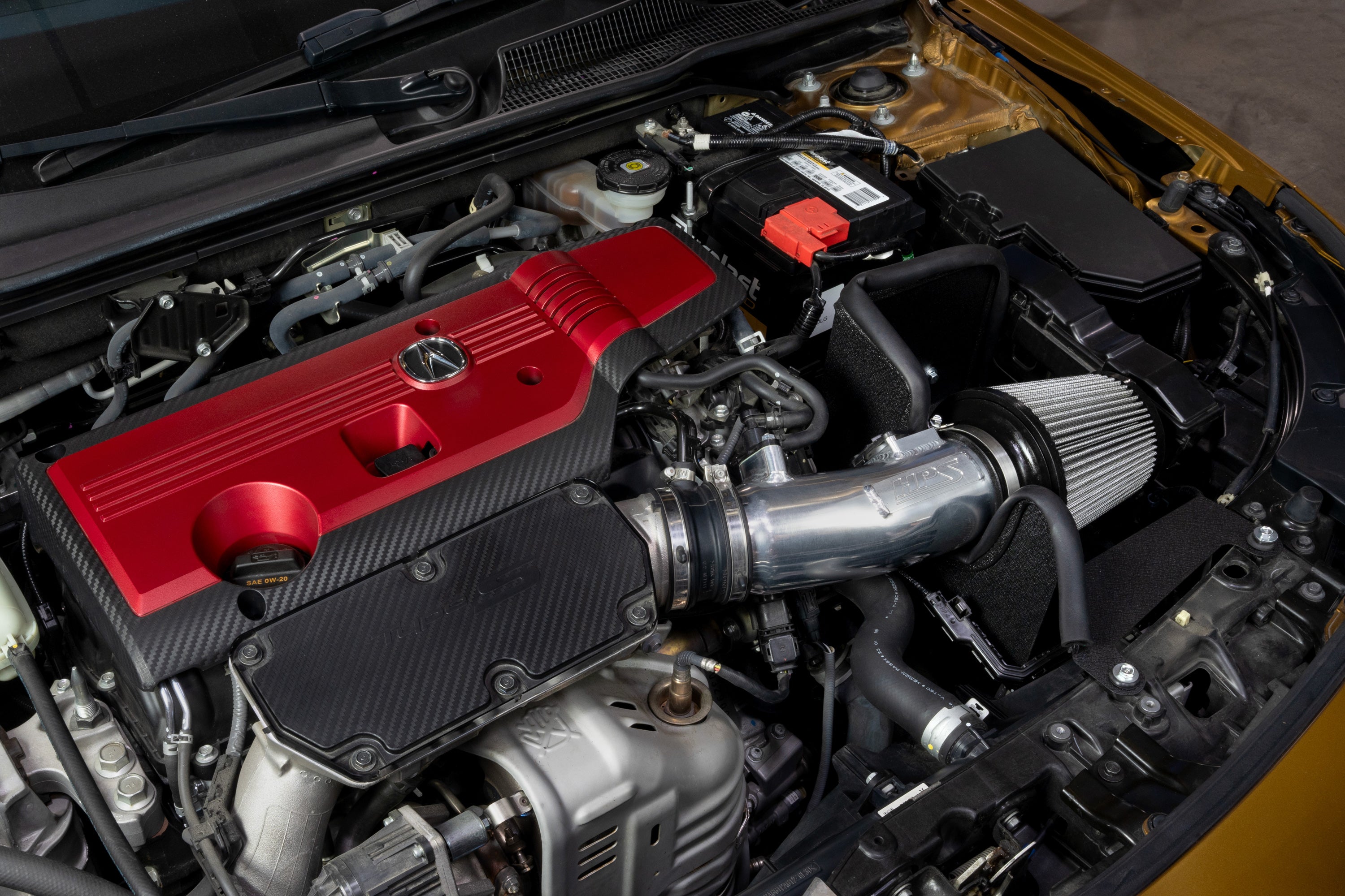 HPS Performance Cold Air Intake Kit with heat shield installed 2024-2025 Acura Integra Type S 2.0L Turbo DE5 827-741