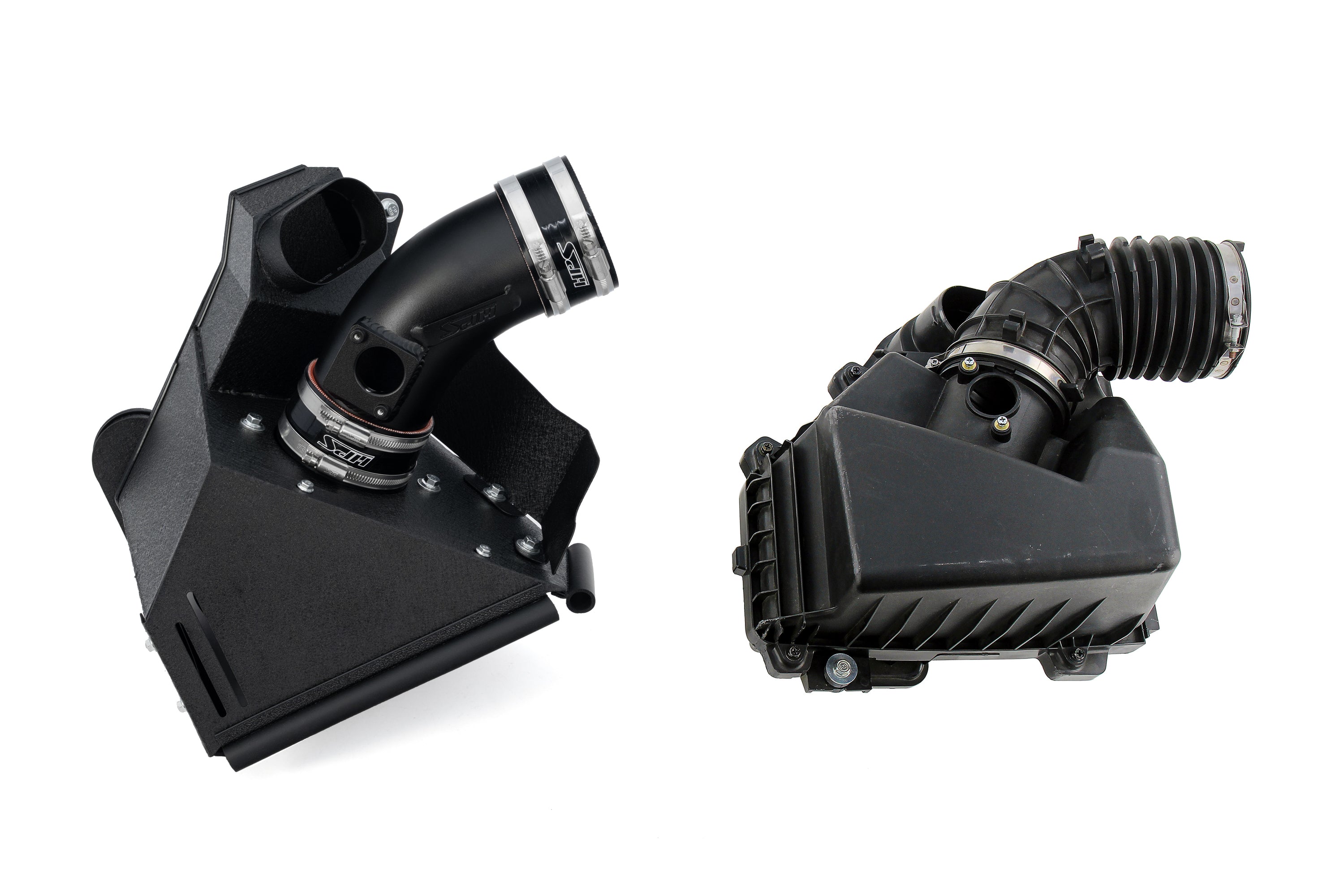 HPS Performance Black All-new Cold Air Intake Kit with Heat Shield vs OEM stock air box 2nd Gen Acura TLX Type S 3.0L Turbo 827-783WB