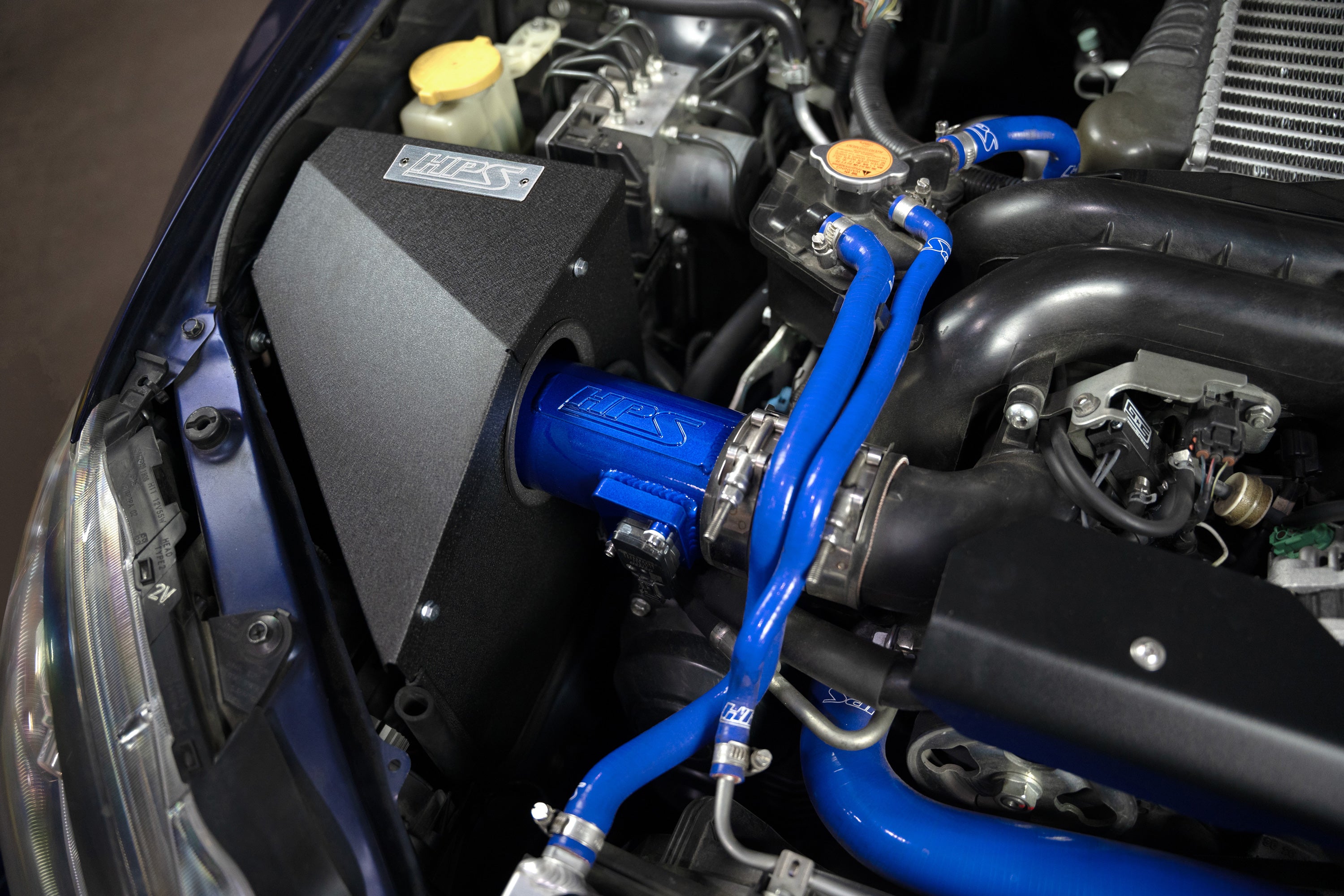 HPS Performance Blue Cold Air Intake Kit Installed 3rd Gen Subaru WRX STI 2.5L Turbo 837-778BL
