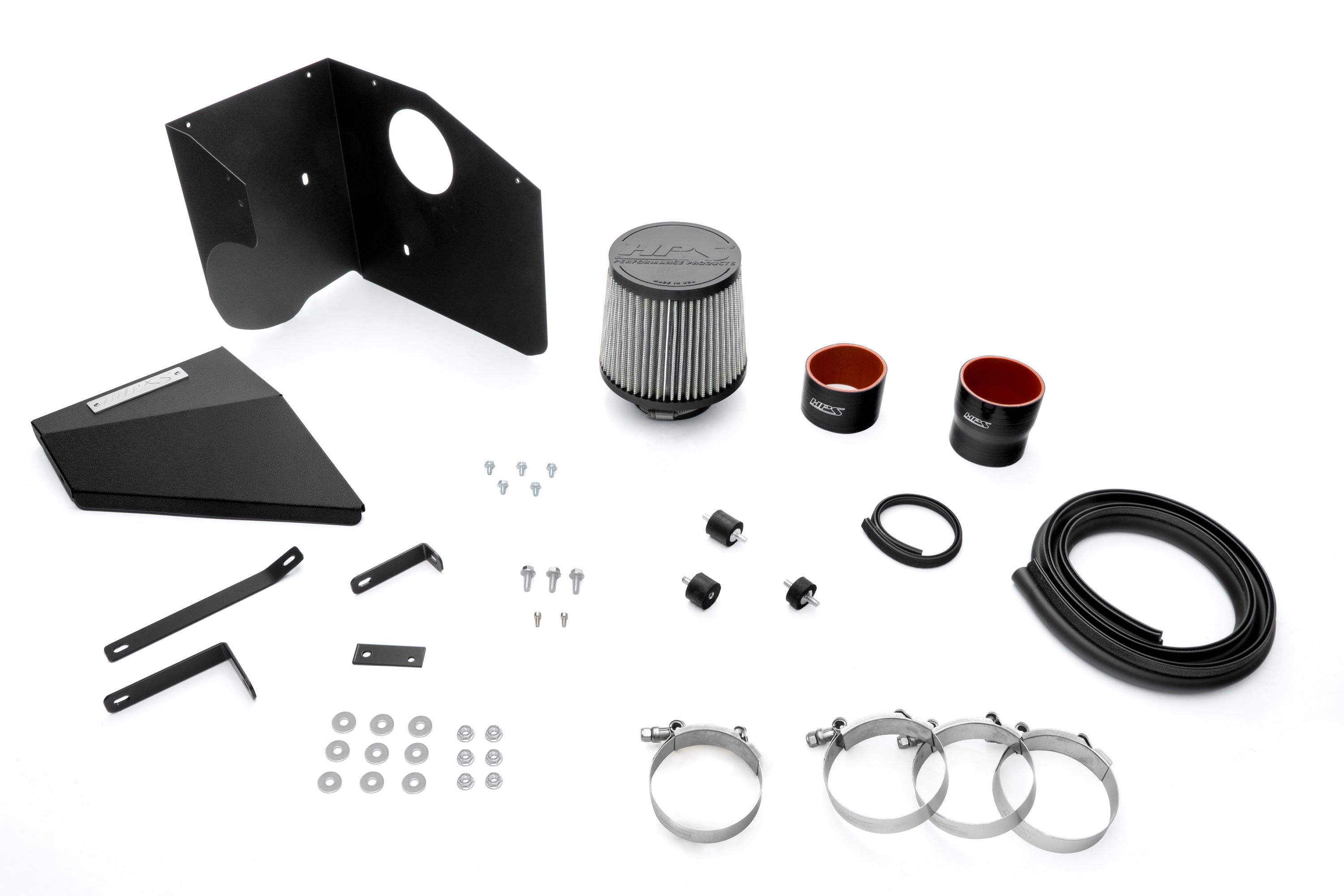 HPS Performance Cold Air Intake Kit includes premium components high flow air filter heat shield 3rd Gen Subaru WRX STI 2.5L Turbo 837-778