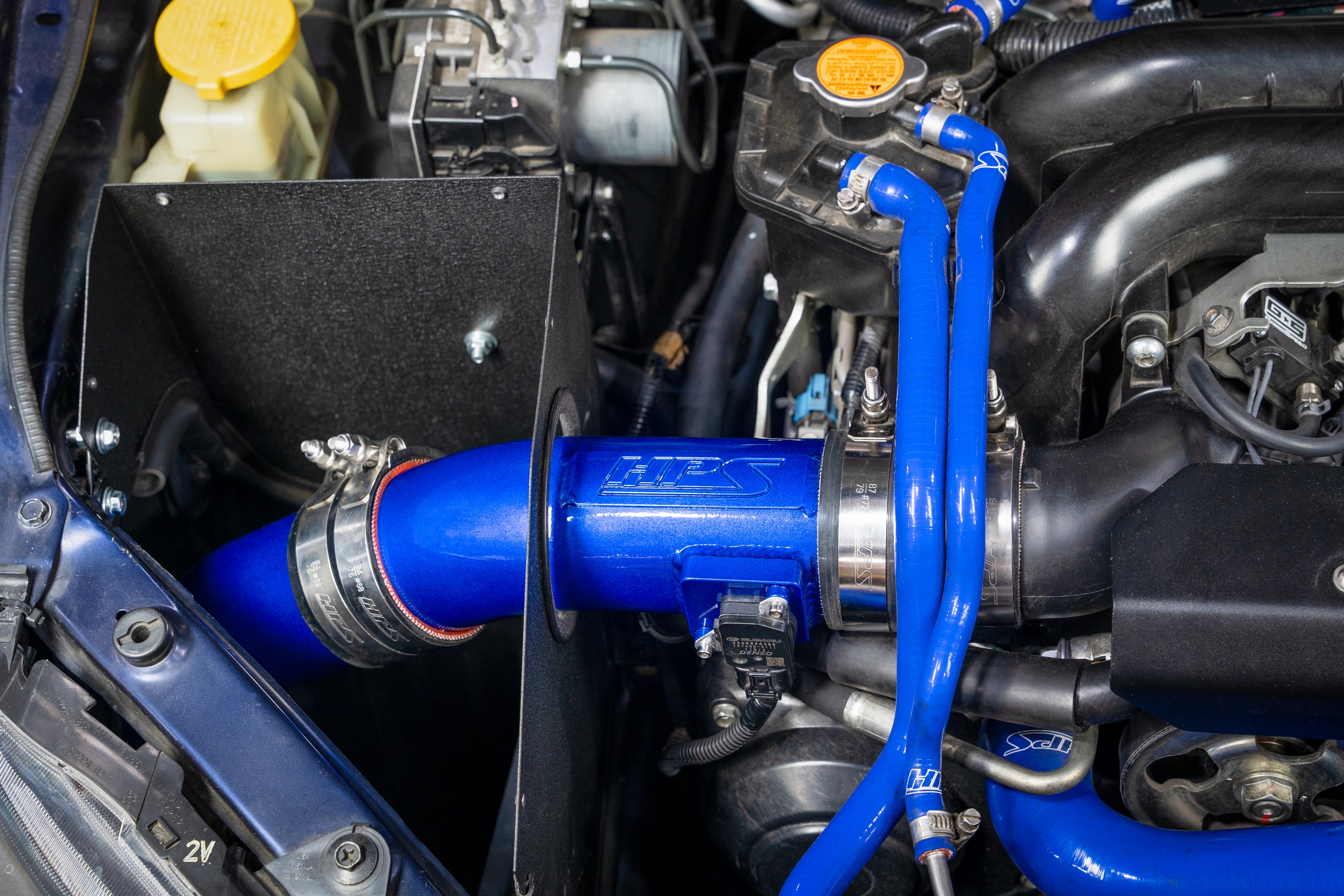 HPS Performance Blue 2pcs Cold Air Intake Kit Installed 2008-2014 Subaru WRX STI 2.5L Turbo 837-778BL