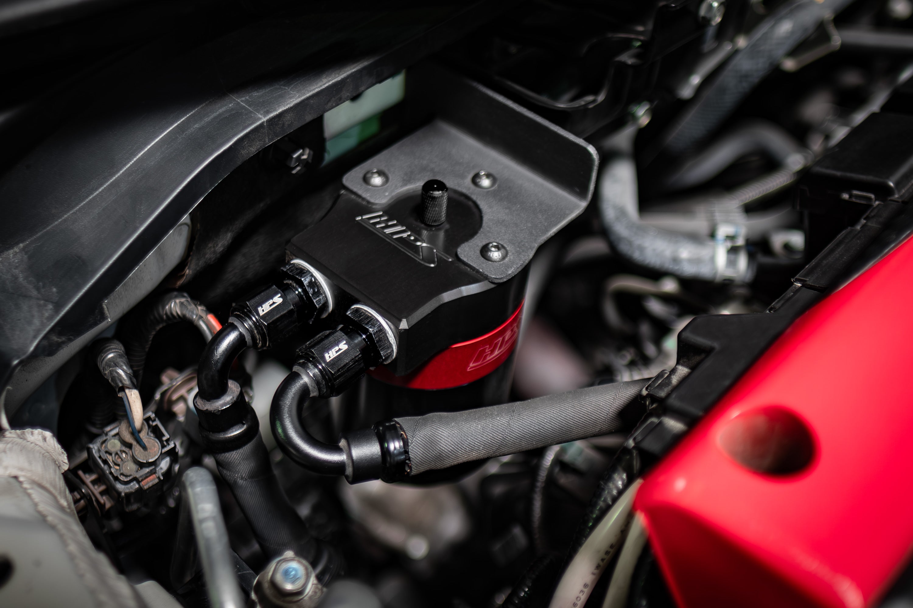 HPS Performance Aluminum Oil Catch Can Kit installed 2024 Acura Integra Type S DE5 K20C1 2.0L Turbo 860-002