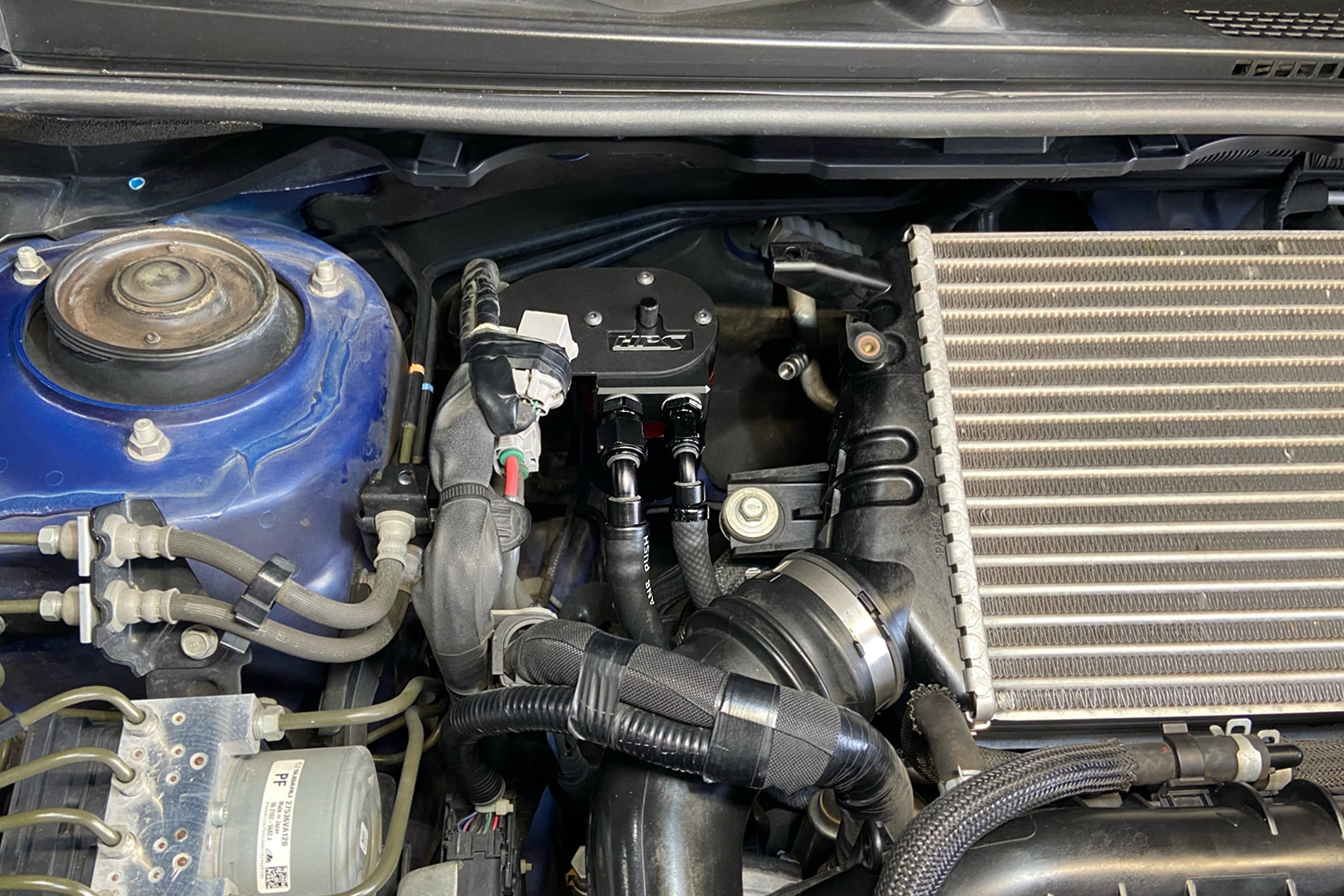 HPS Performance Aluminum Oil Catch Can Kit Installed 2015-2021 Subaru WRX 2.0L Turbo VA FA20F 860-007