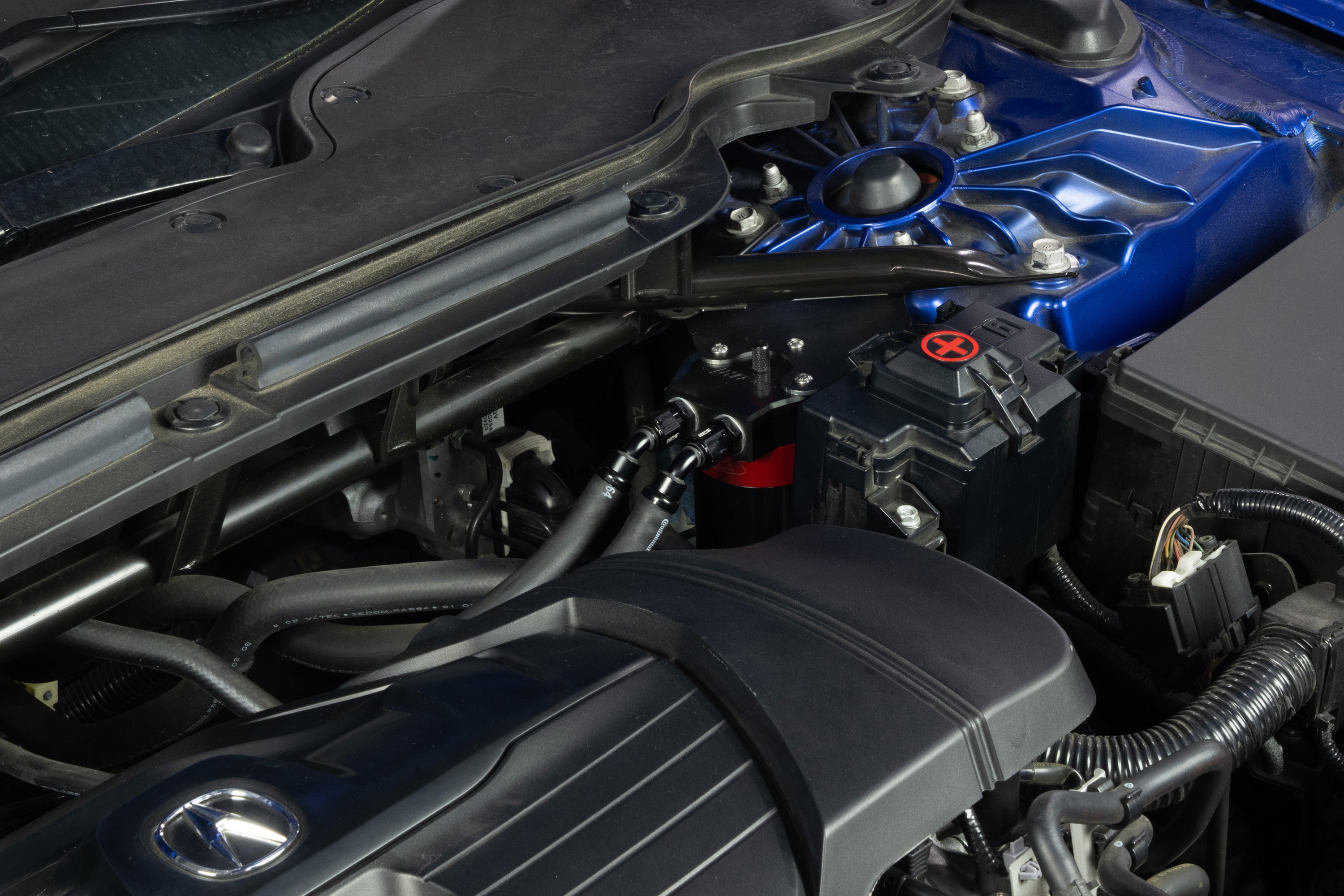HPS Performance Aluminum Oil Catch Can Kit Installed 2021-2025 Acura TLX 2.0L Turbo 860-011