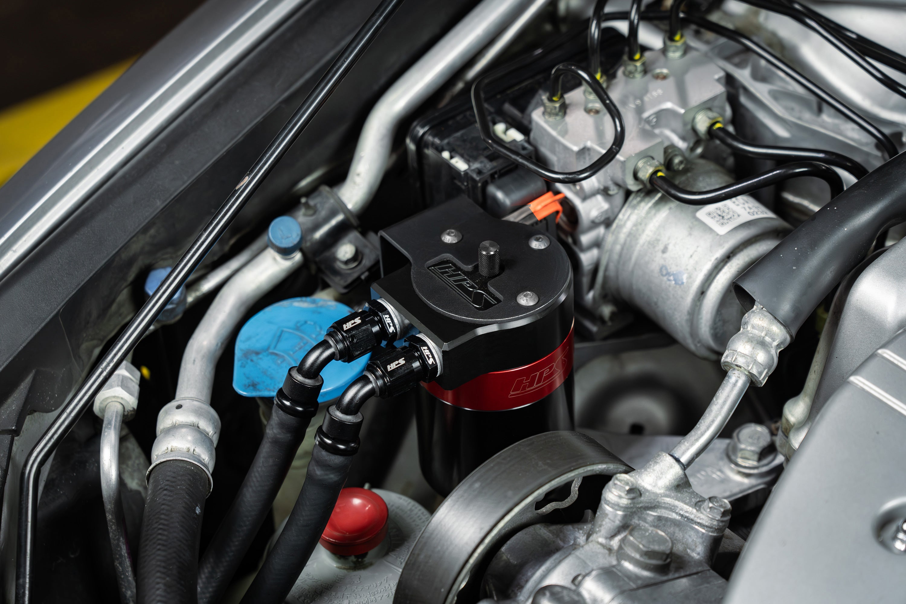 HPS Performance Aluminum Oil Catch Can Kit Installed 2004-2008 Acura TSX 2.4L CL9 860-012