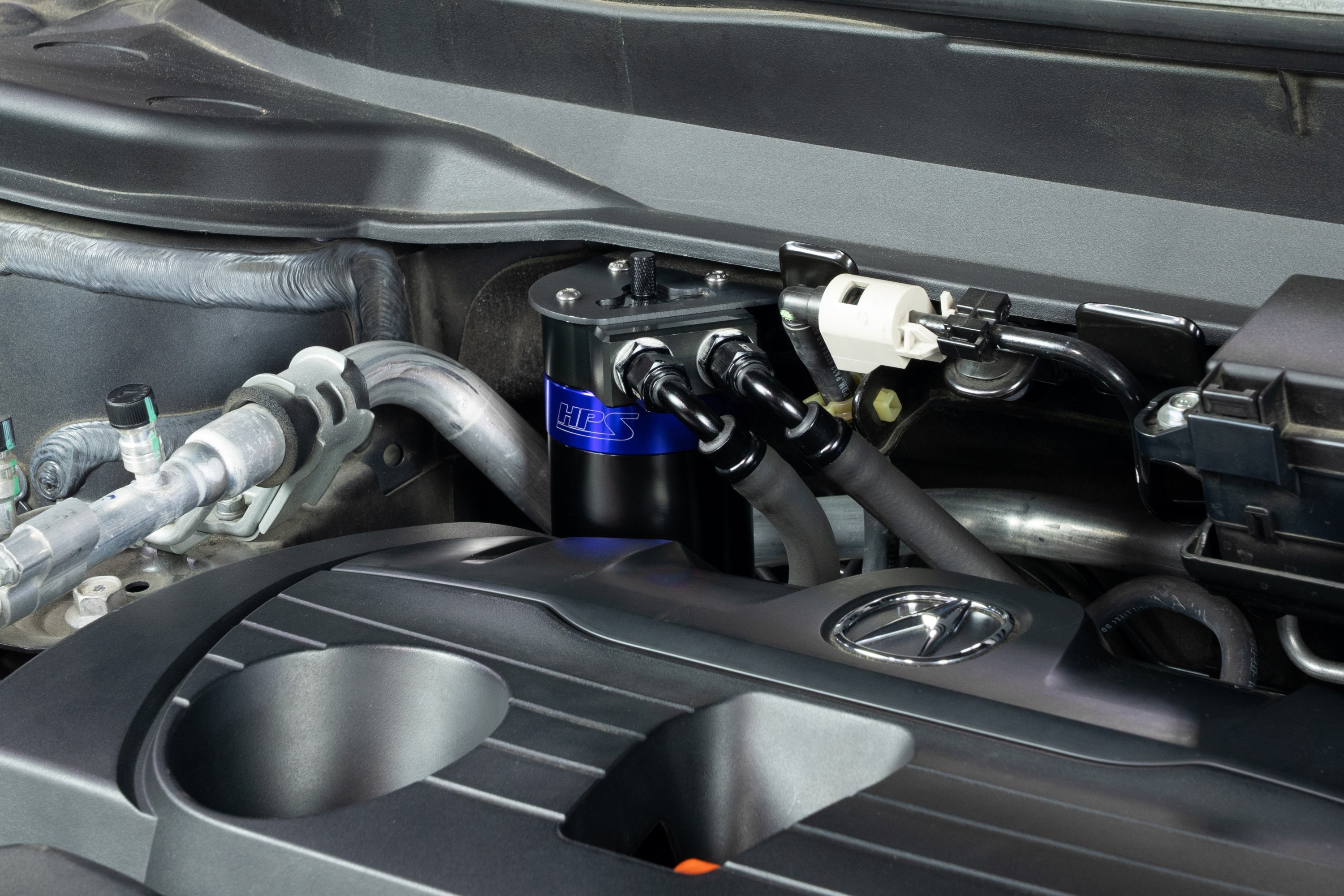 HPS Performance Blue Aluminum Oil Catch Can Kit AOS Installed 2019-2025 Acura RDX 2.0L Turbo K20C4 860-015BL