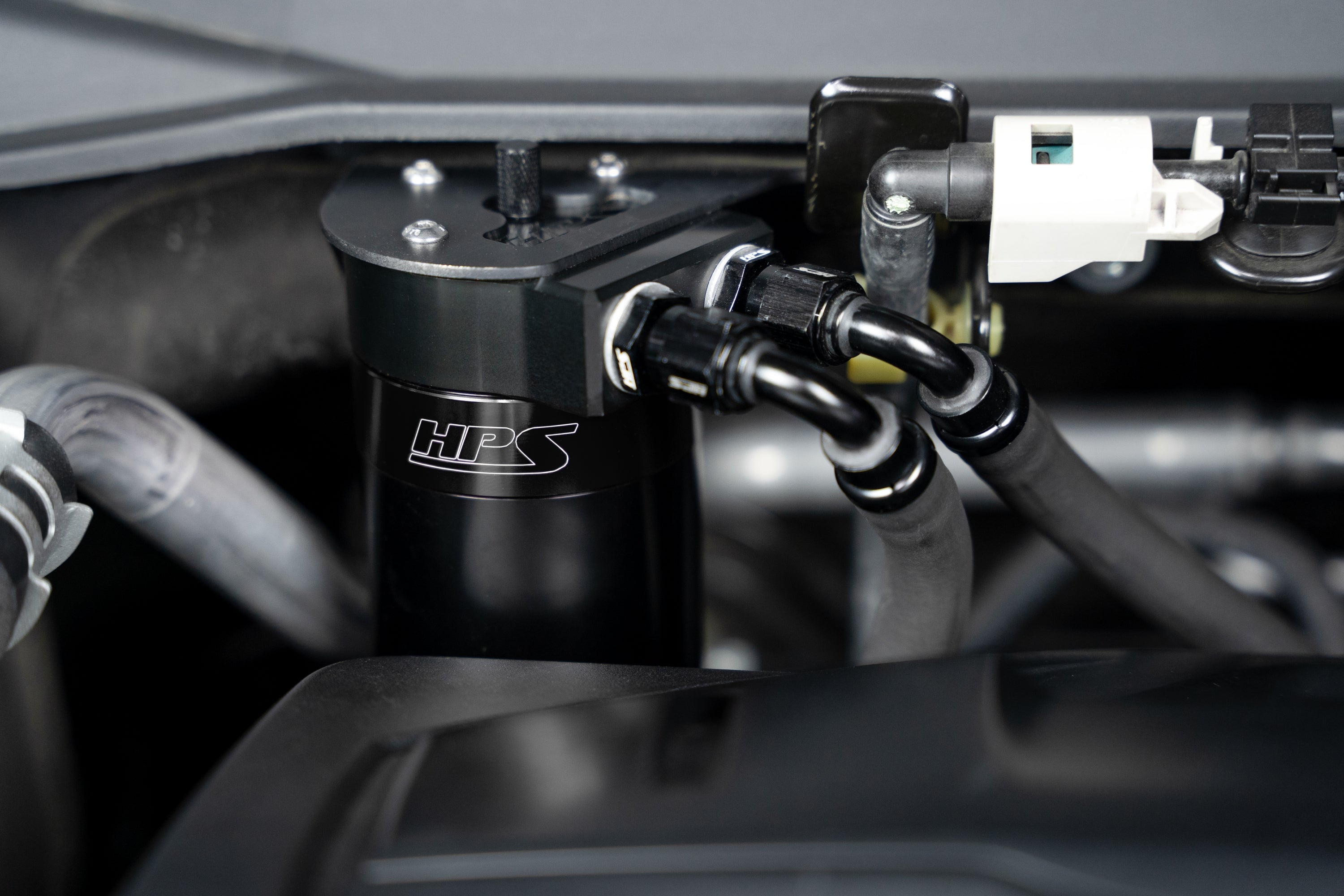 HPS Performance Black Aluminum Oil Catch Can Kit installed 2019-2025 Acura RDX 2.0L Turbo K20C4 860-015WB