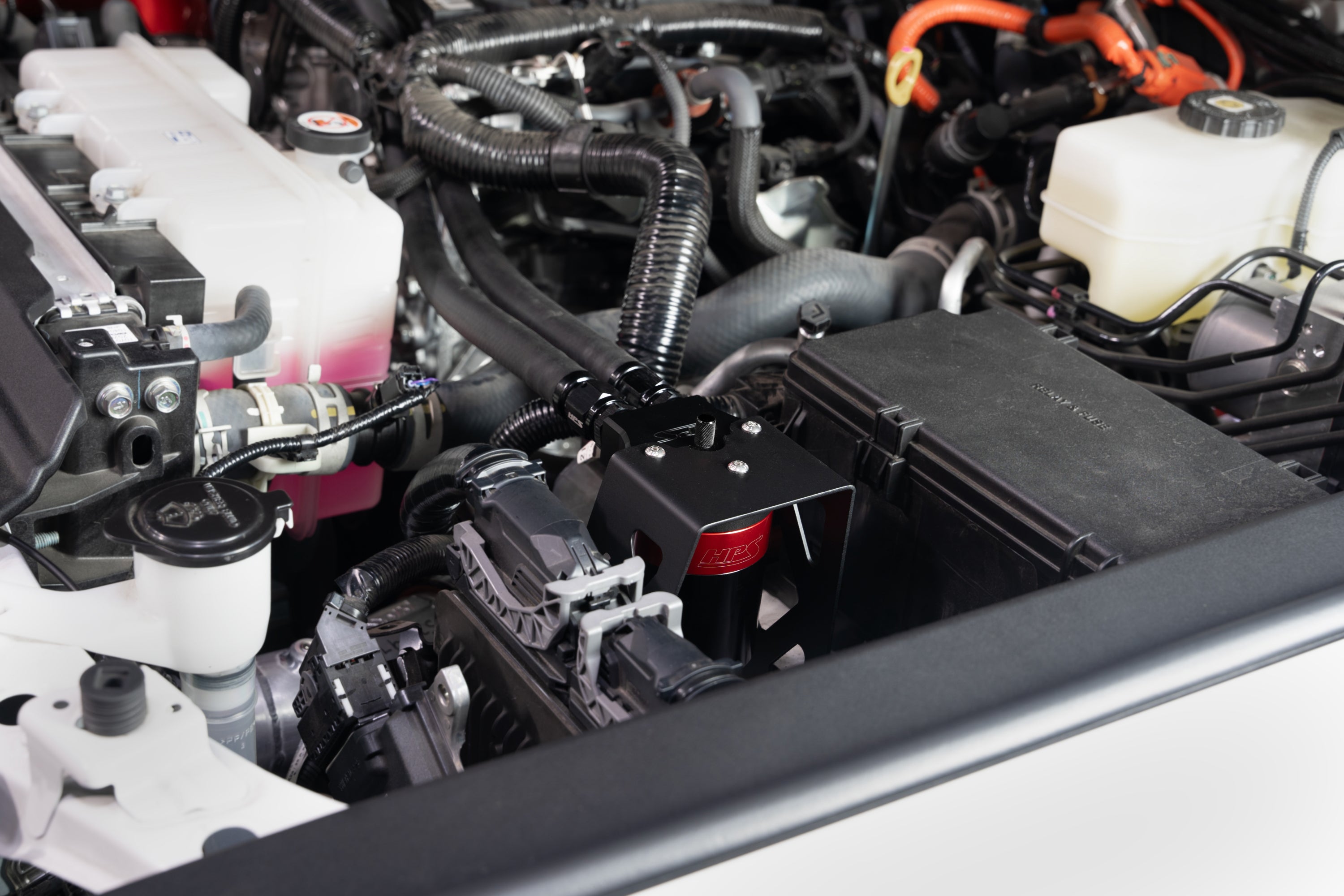HPS Performance Aluminum Oil Catch Can Kit installed 5th Gen Toyota Land Cruiser J250 2.4L Turbo 860-024
